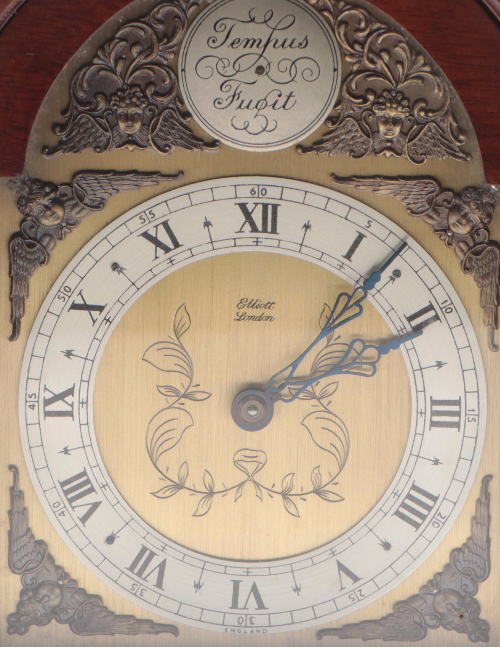 Bombay Company Wooden Jewelry Box with Elliott English Clock, Late 20th Century