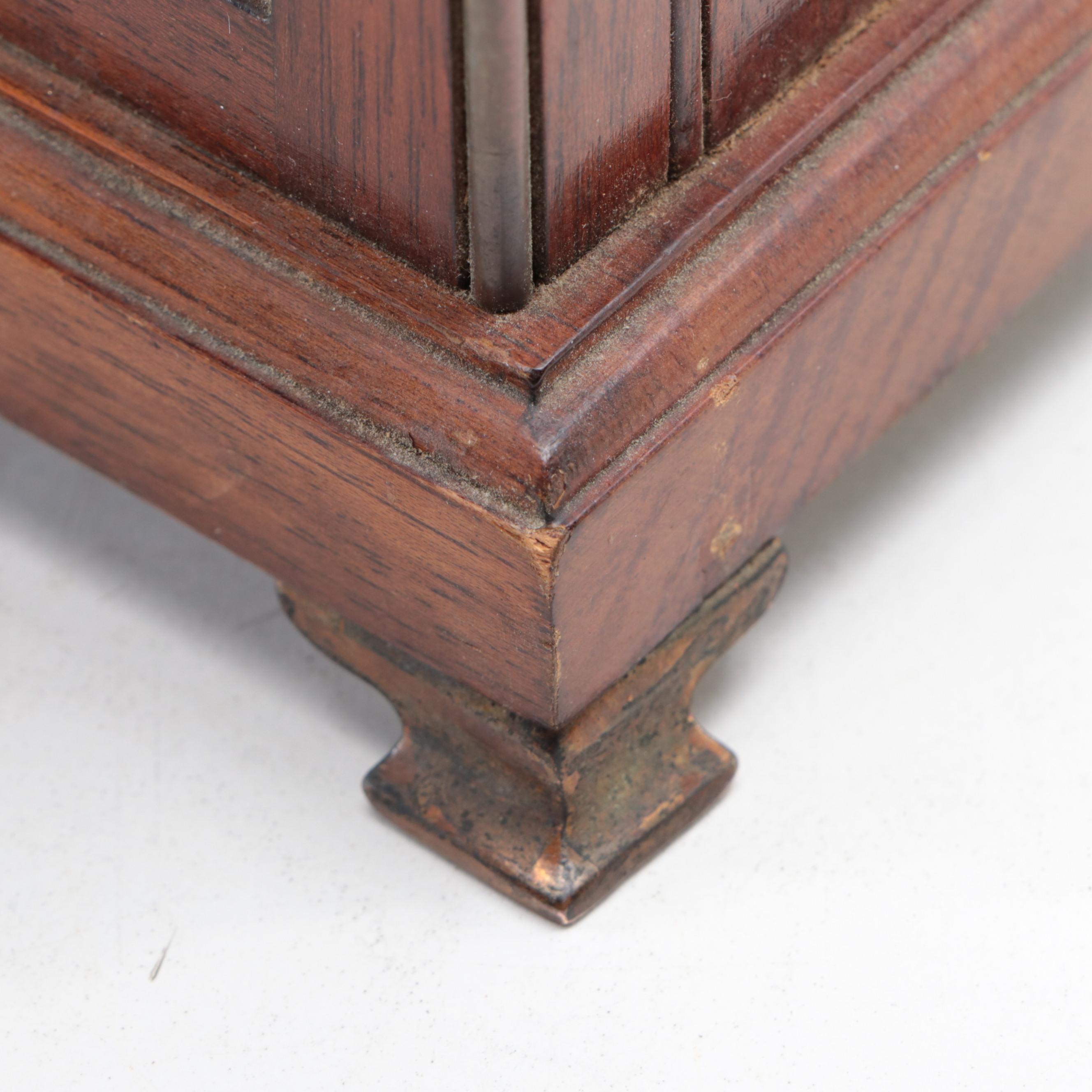 Bombay Company Wooden Jewelry Box with Elliott English Clock, Late 20th Century