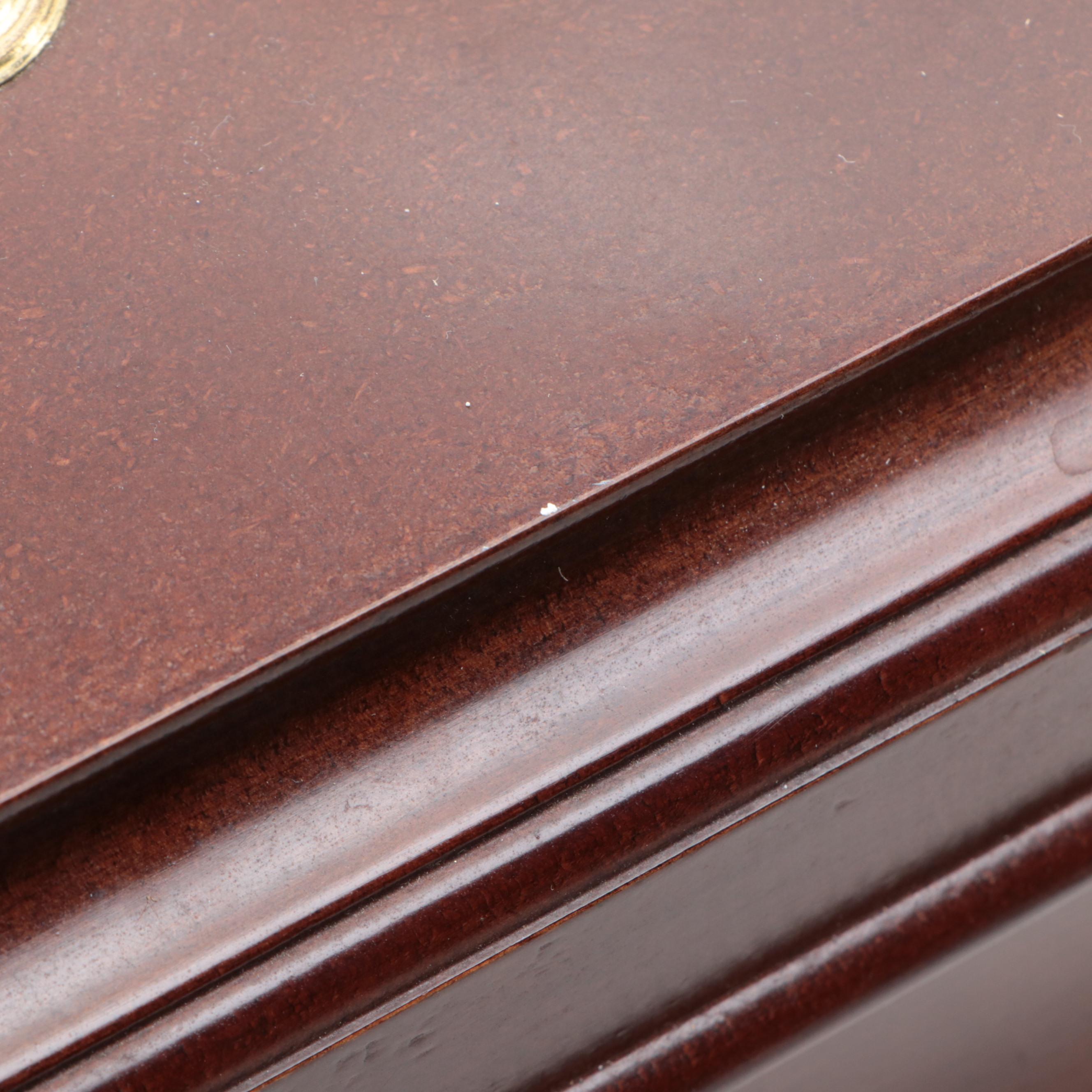 Bombay Company Wooden Jewelry Box with Elliott English Clock, Late 20th Century