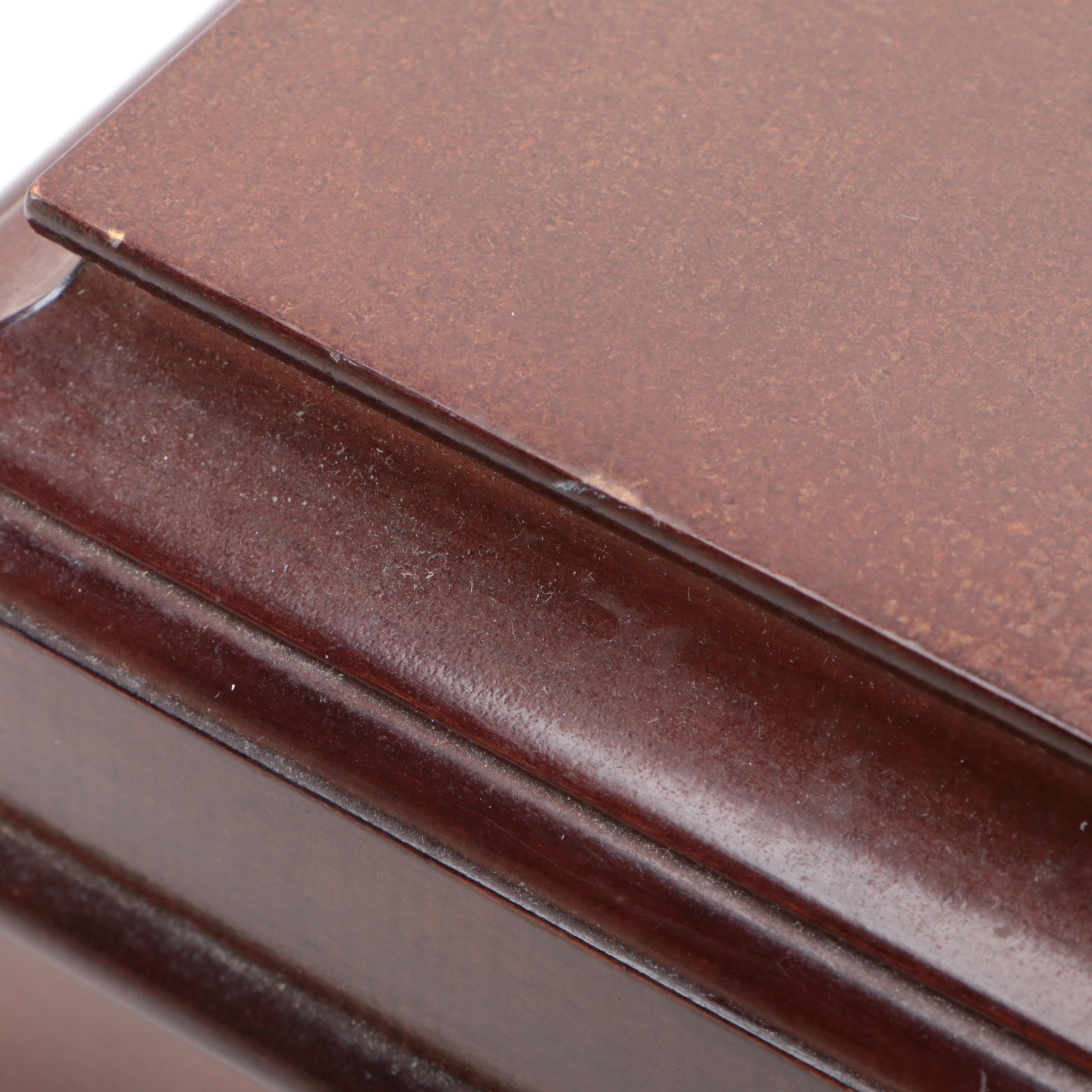 Bombay Company Wooden Jewelry Box with Elliott English Clock, Late 20th Century