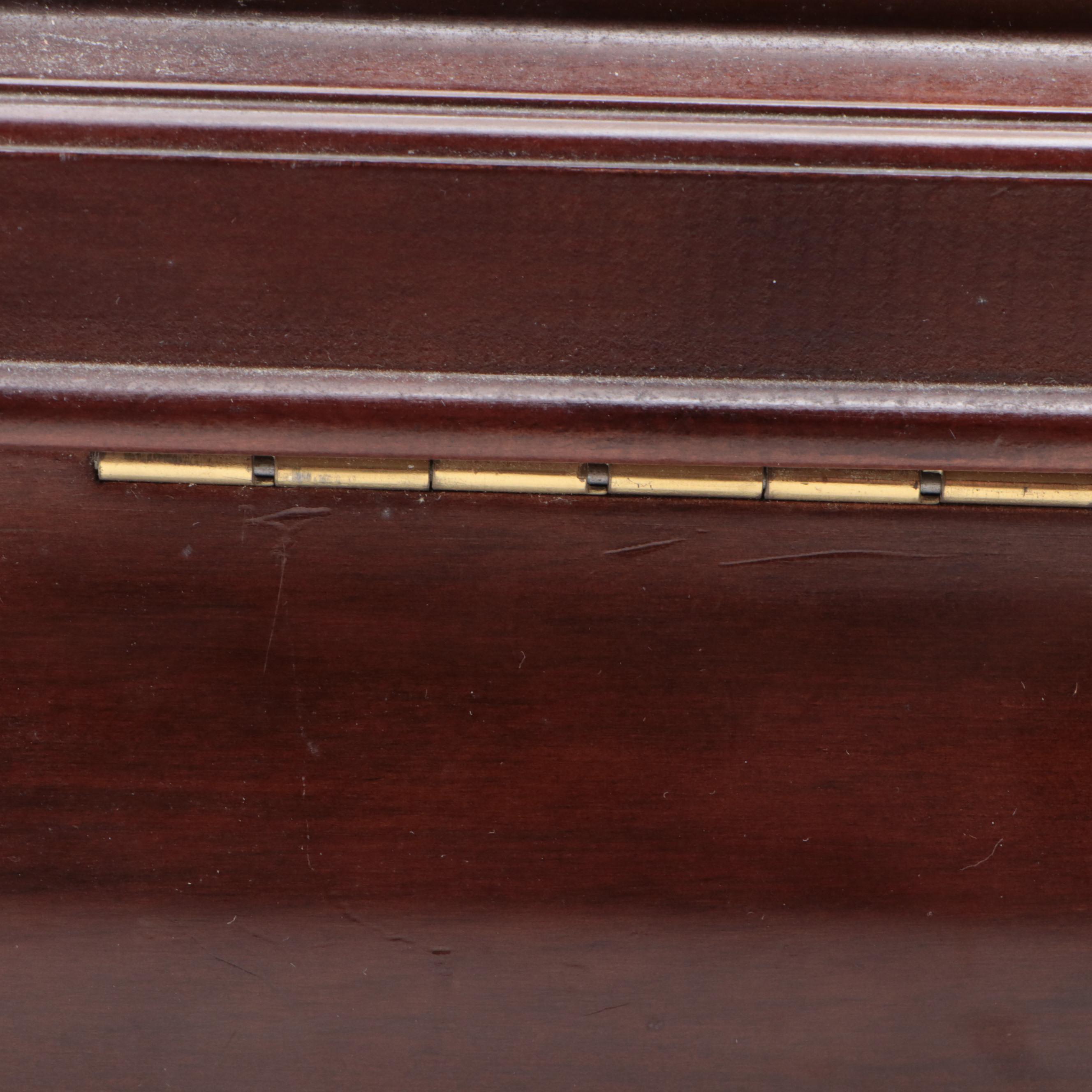 Bombay Company Wooden Jewelry Box with Elliott English Clock, Late 20th Century