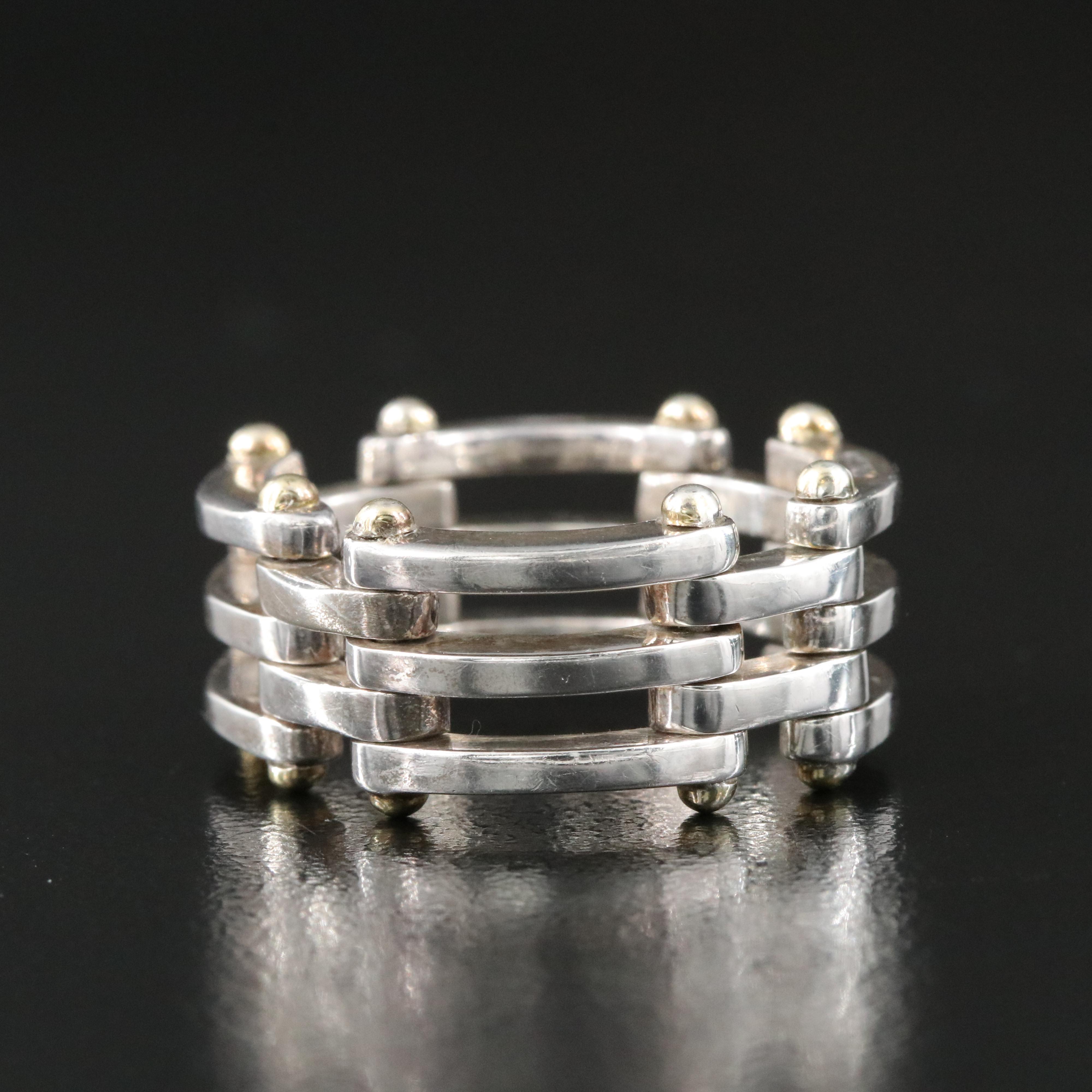 Tiffany & Co. Gatelink Sterling Ring with 18K Accents