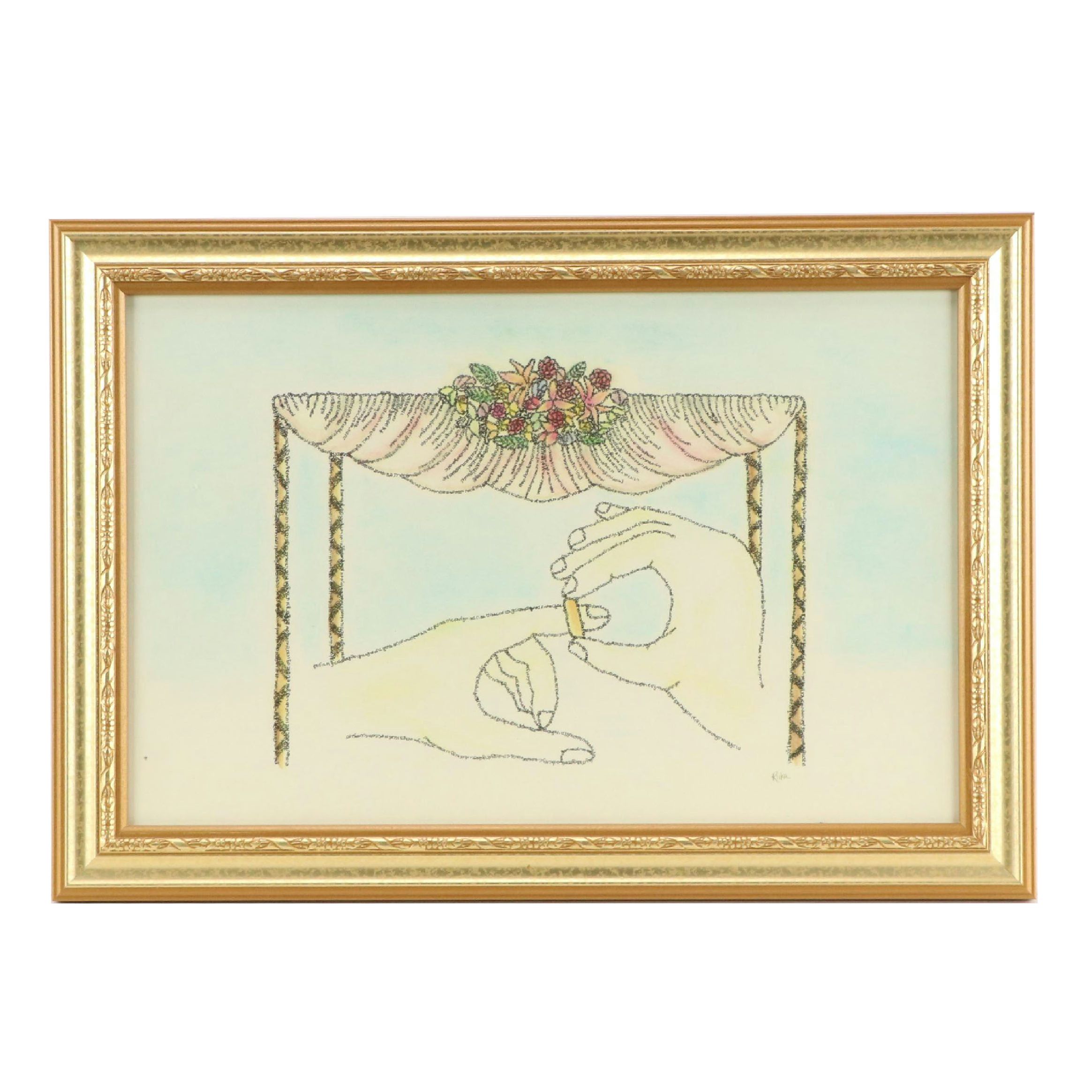 Rivka Eliav Judaica Giclée of Hands Underneath Chupah