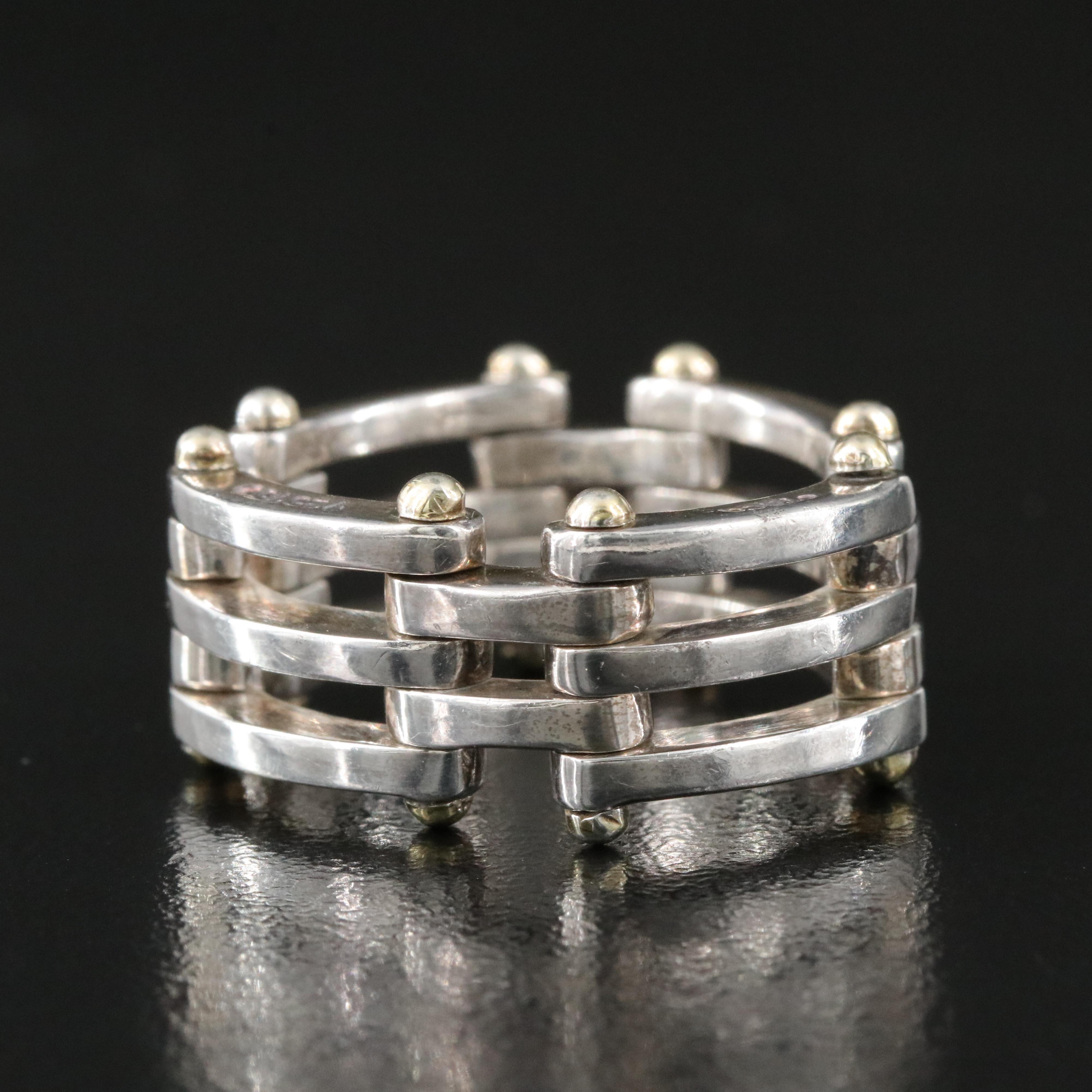 Tiffany & Co. Gatelink Sterling Ring with 18K Accents