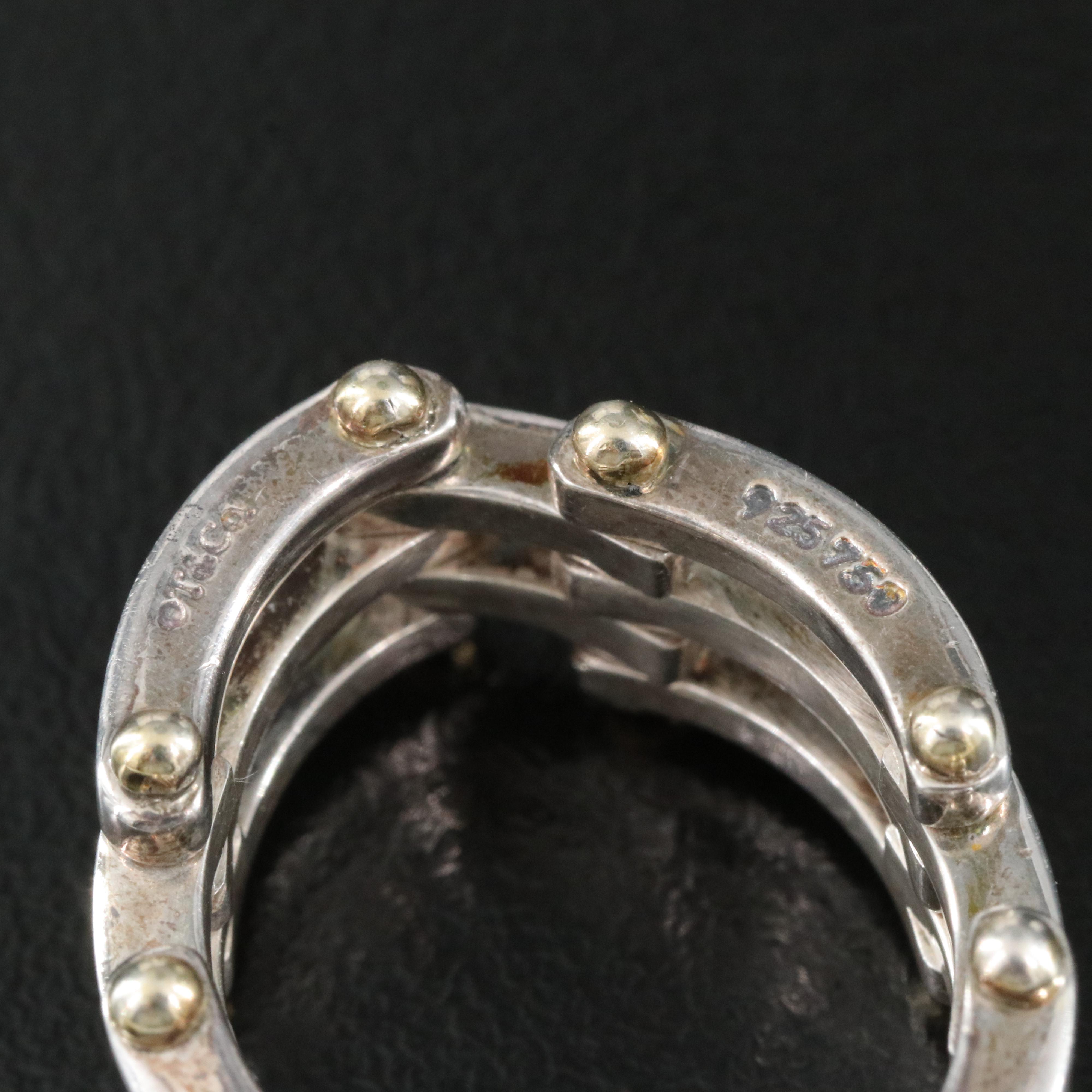 Tiffany & Co. Gatelink Sterling Ring with 18K Accents