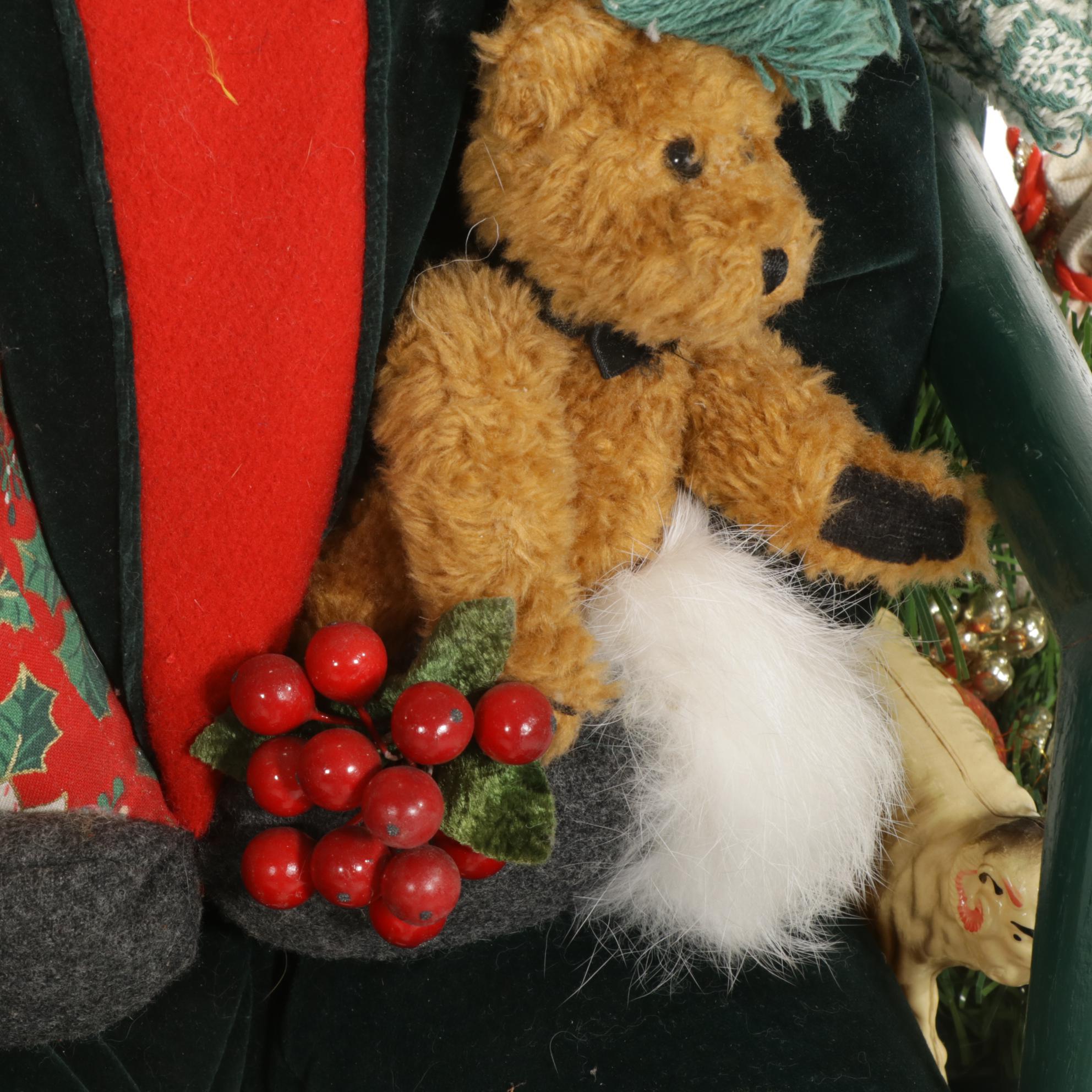 Brian Kidwell "North Pole Ski Patrol" Santa and Elf Ski Lift Figural Group, 1996