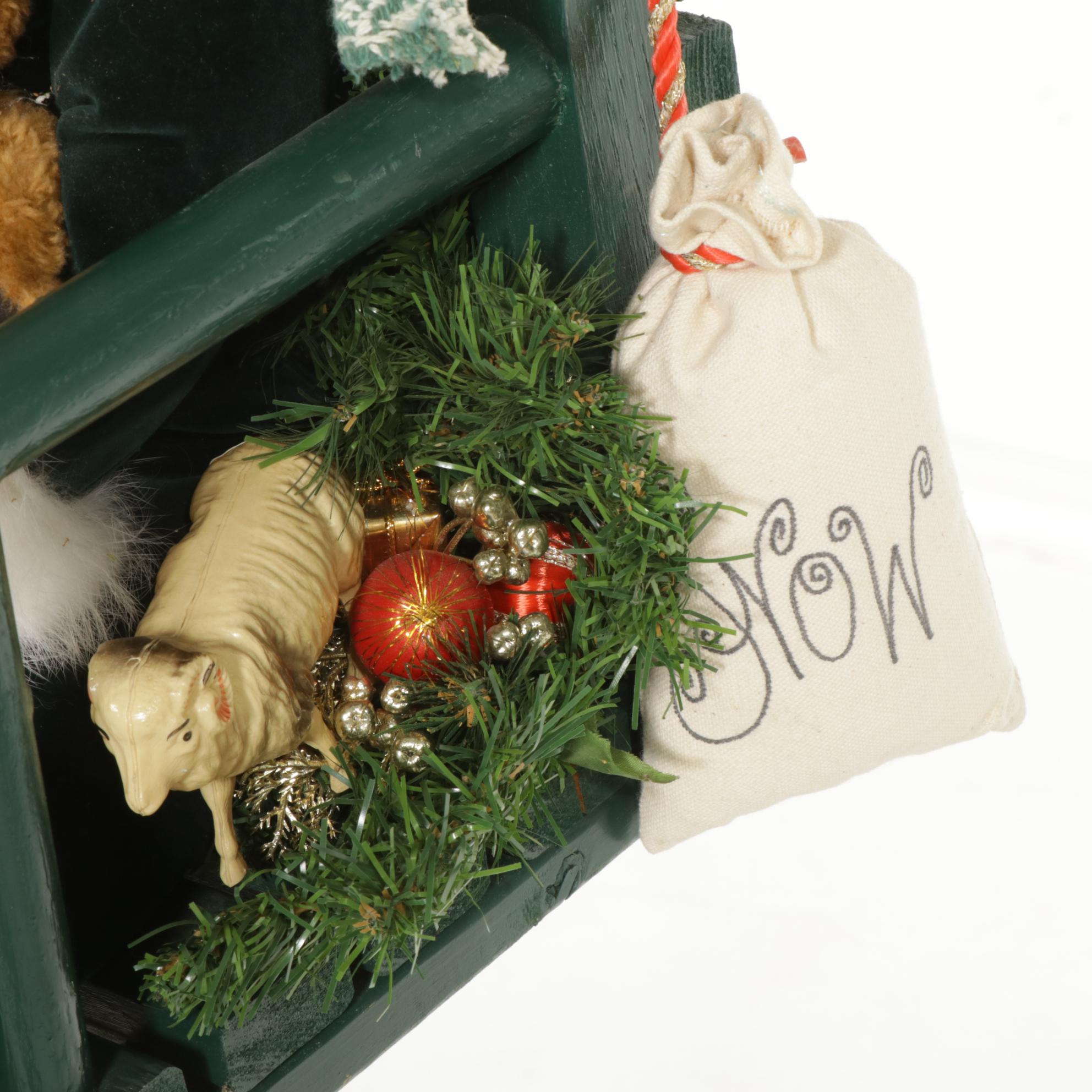 Brian Kidwell "North Pole Ski Patrol" Santa and Elf Ski Lift Figural Group, 1996