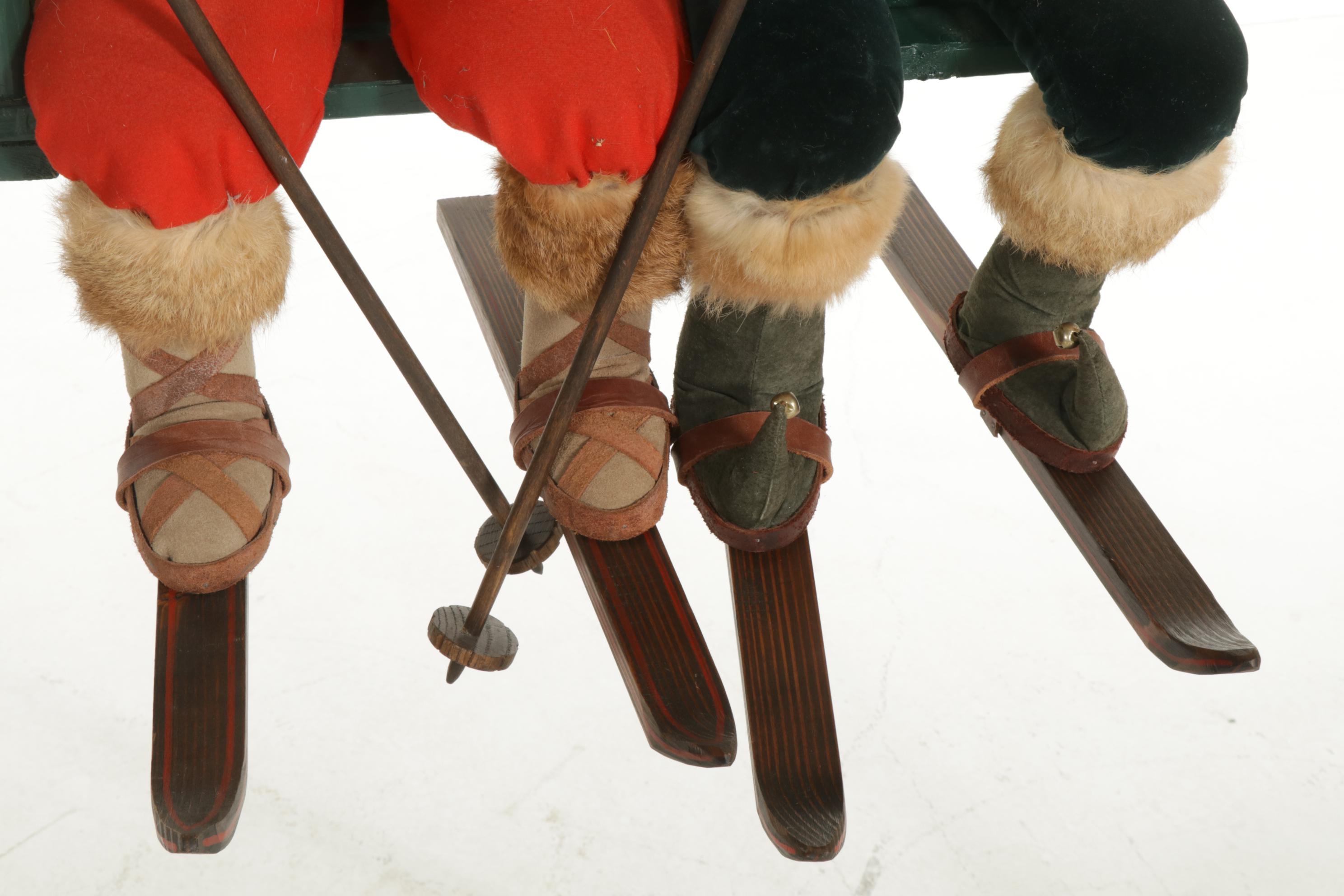 Brian Kidwell "North Pole Ski Patrol" Santa and Elf Ski Lift Figural Group, 1996