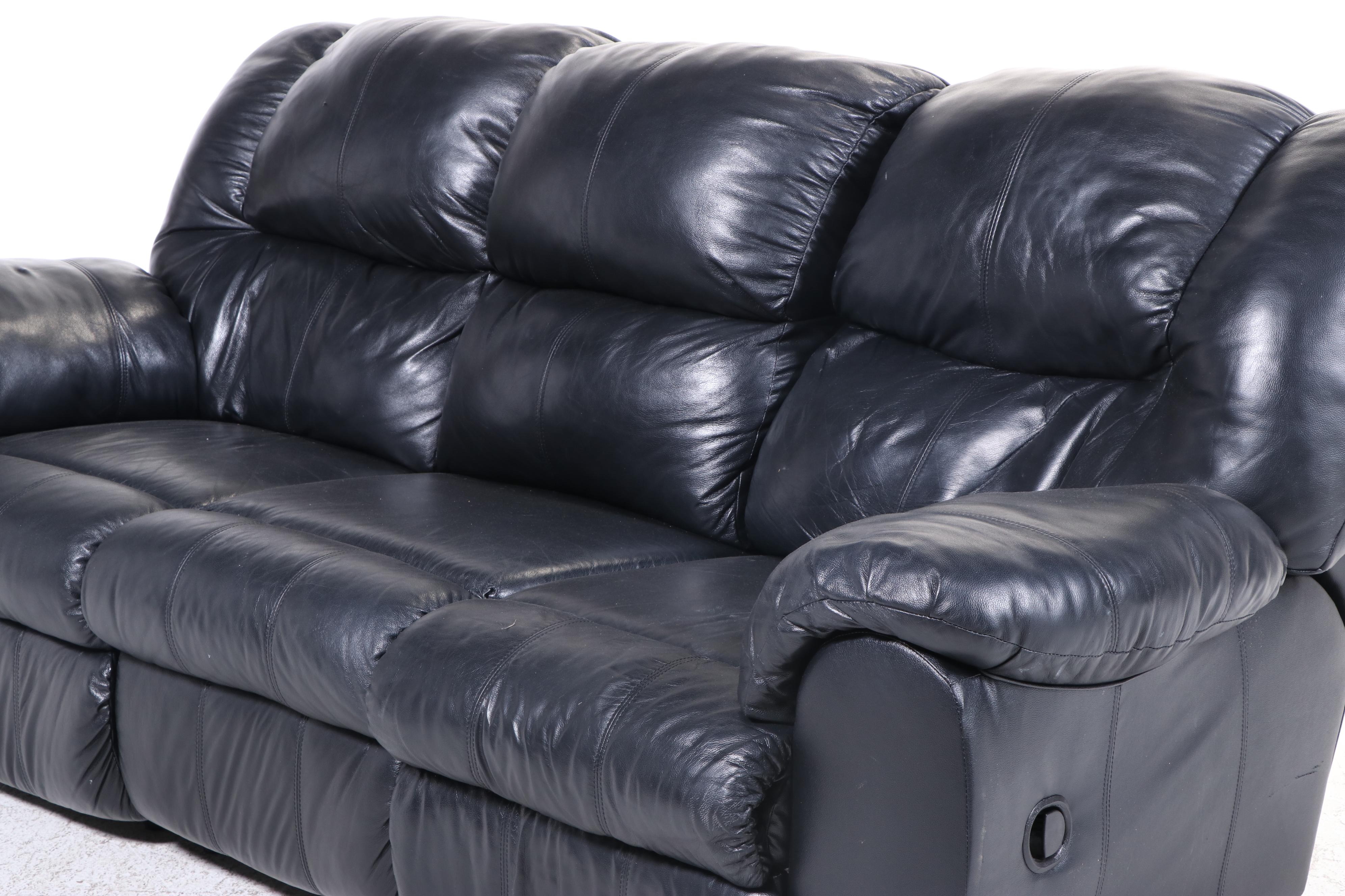 Ashley Furniture Overstuffed Leather Reclining Sofa