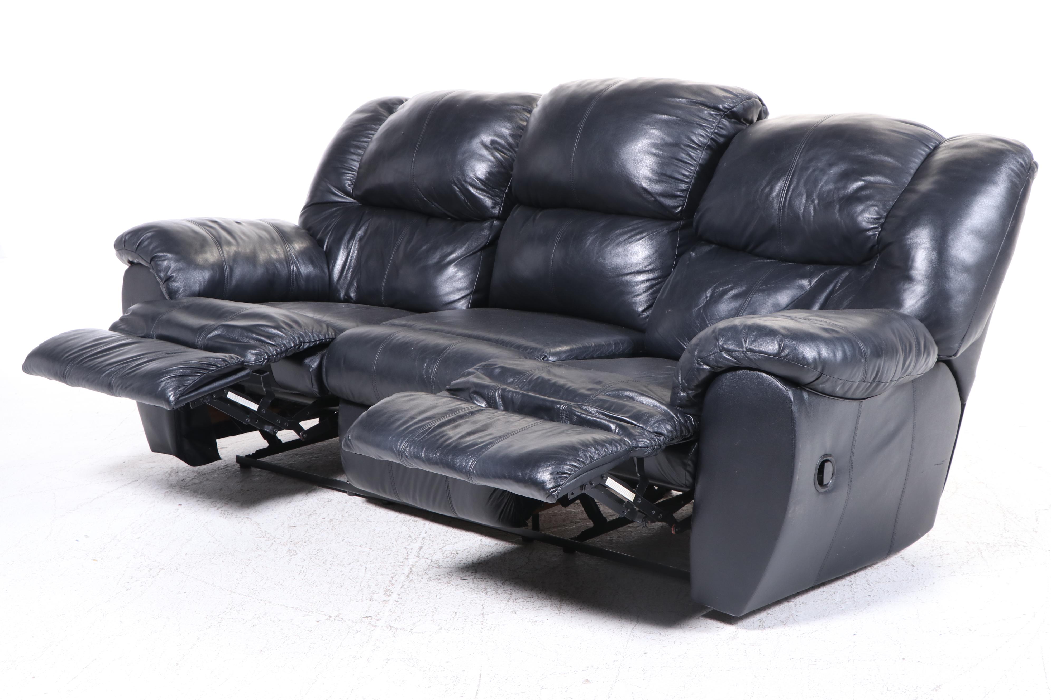 Ashley Furniture Overstuffed Leather Reclining Sofa