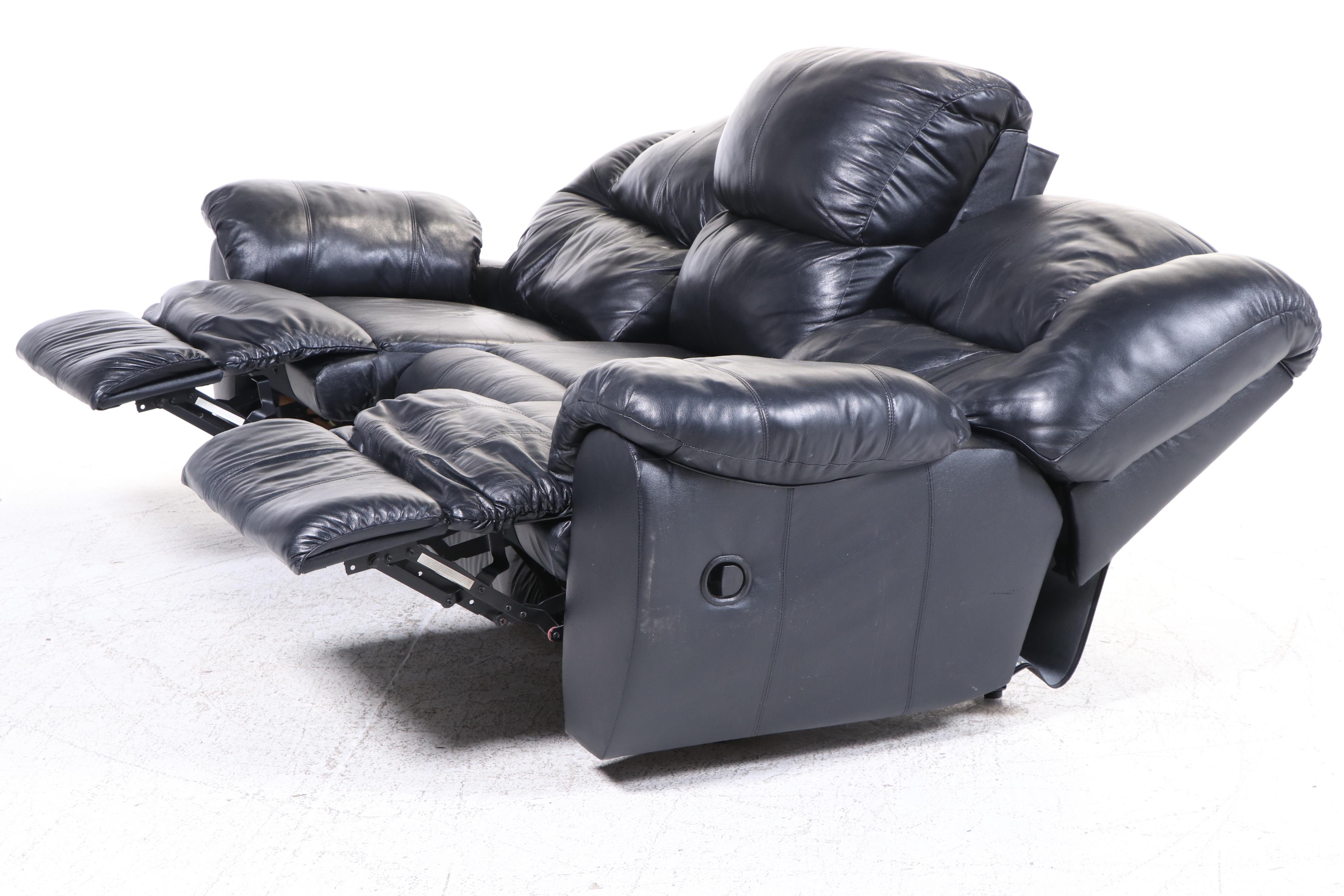 Ashley Furniture Overstuffed Leather Reclining Sofa