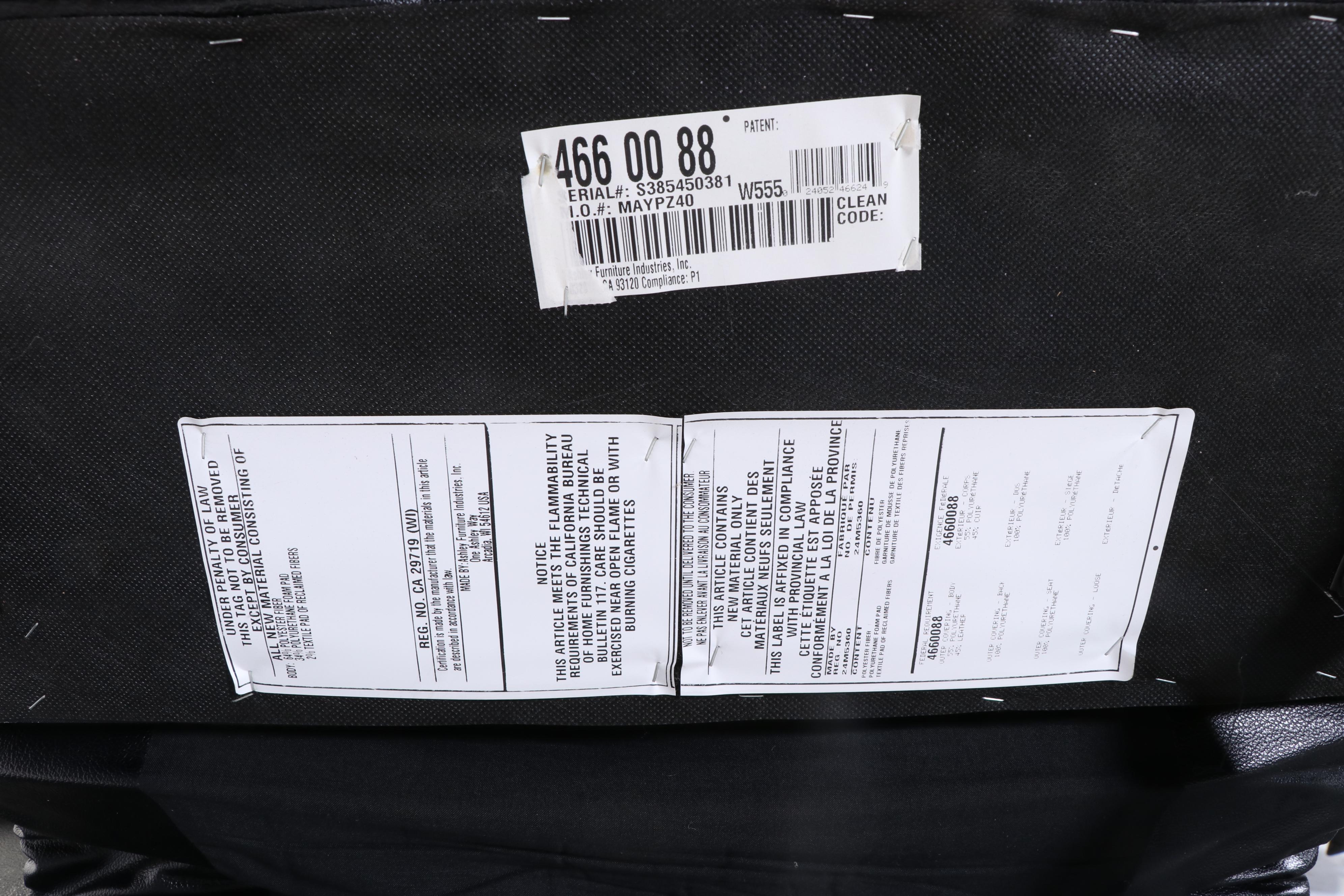 Ashley Furniture Overstuffed Leather Reclining Sofa