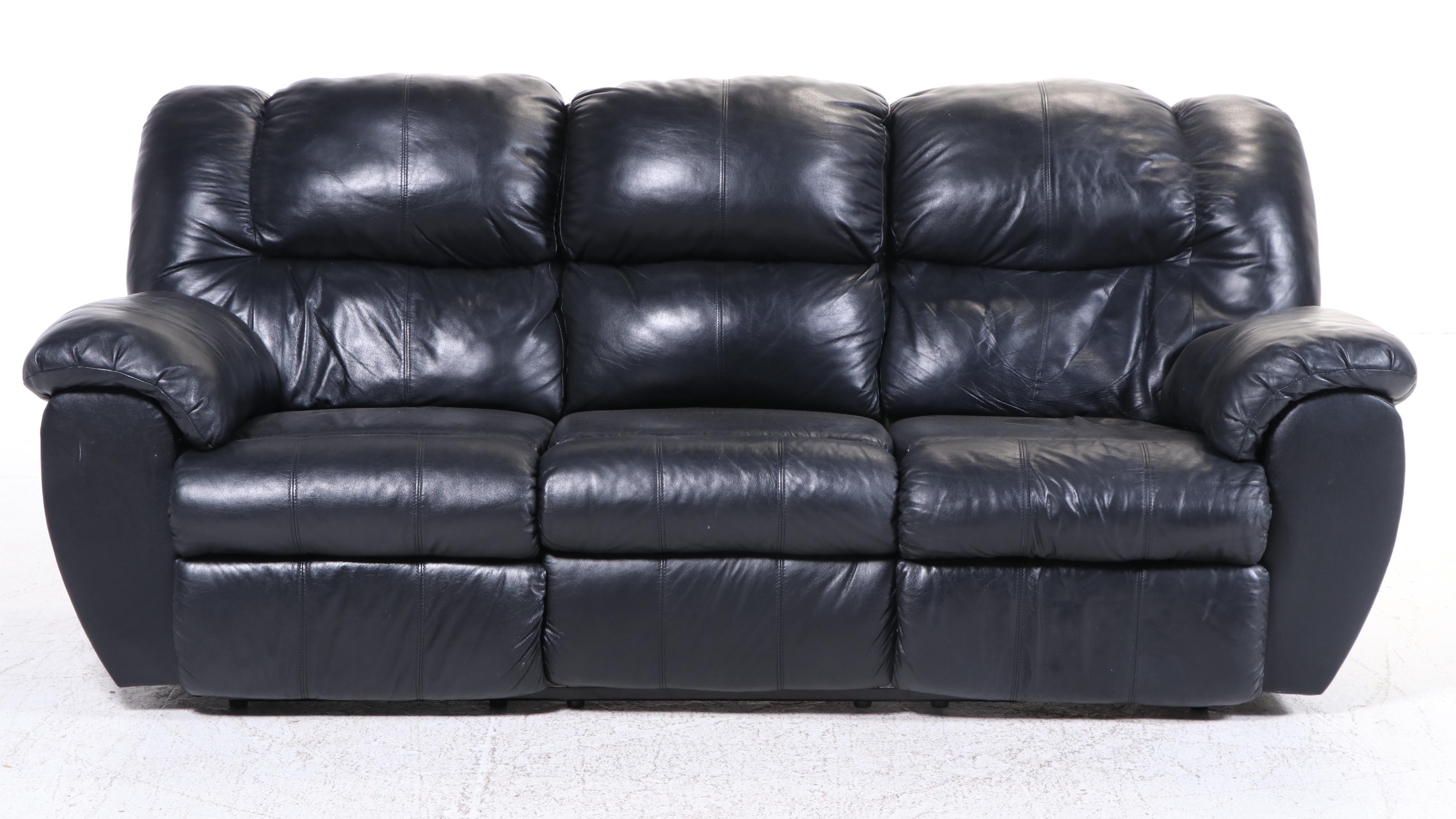 Ashley Furniture Overstuffed Leather Reclining Sofa