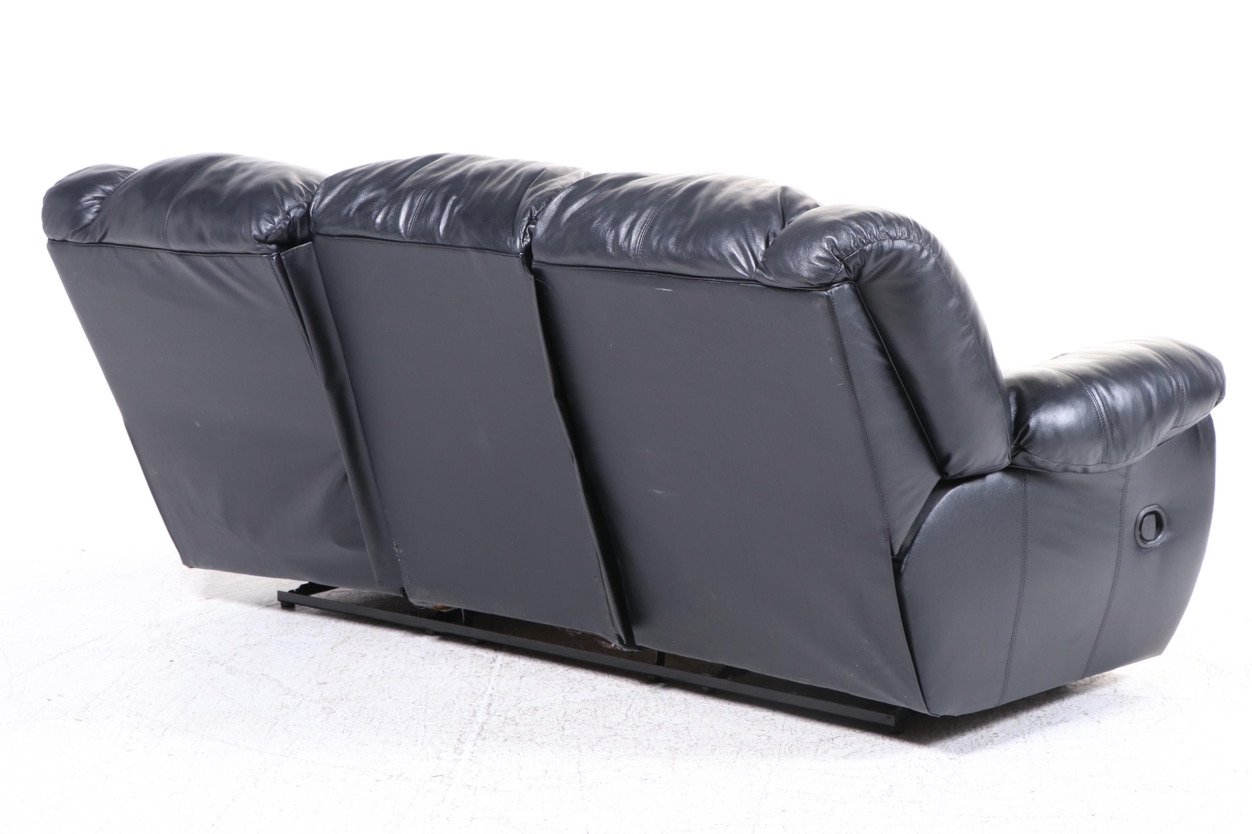 Ashley Furniture Overstuffed Leather Reclining Sofa