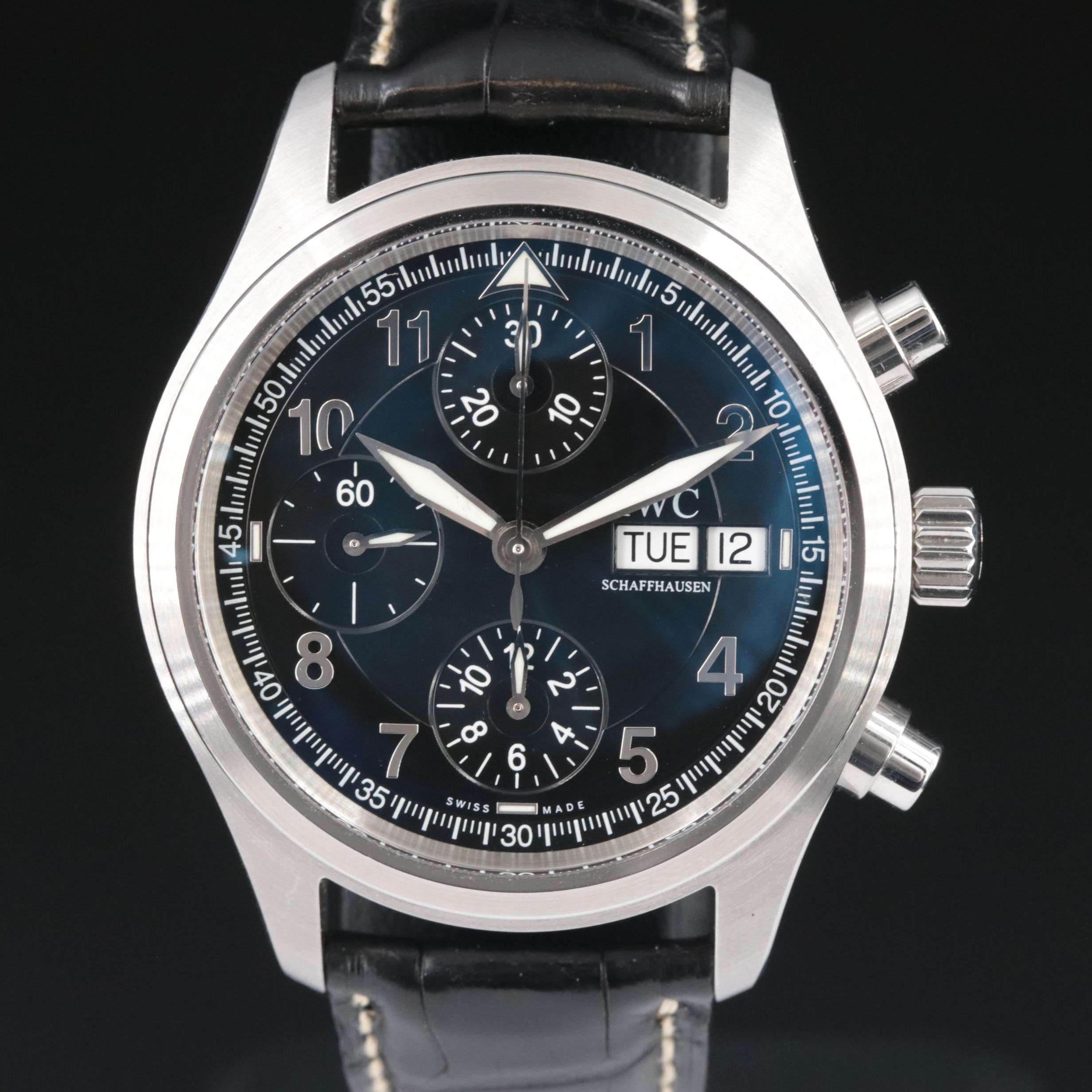 IWC Pilot Spitfire Chronograph 39mm Steel Black Automatic Watch