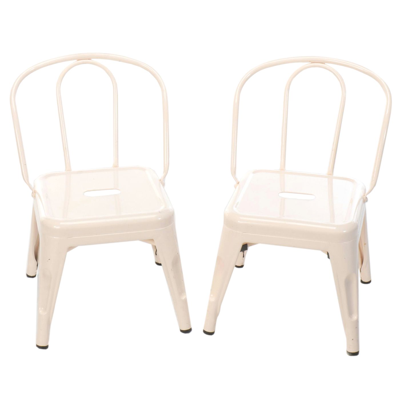 Pair of Creative Co-Op White Metal Stacking Children's Chairs