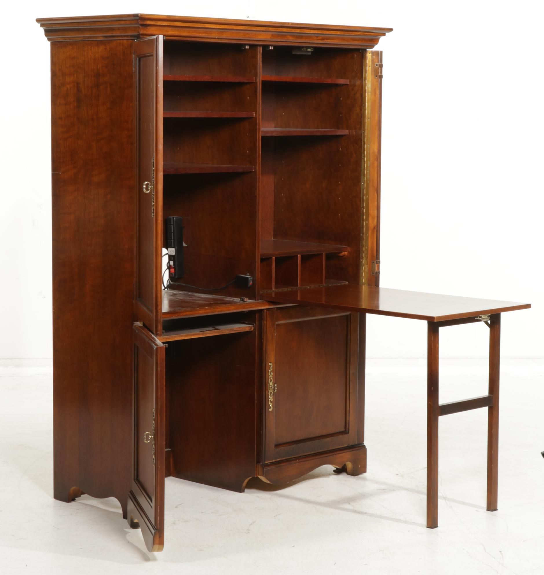 Mahogany Armoire Style Fold-Out Desk, 21st Century