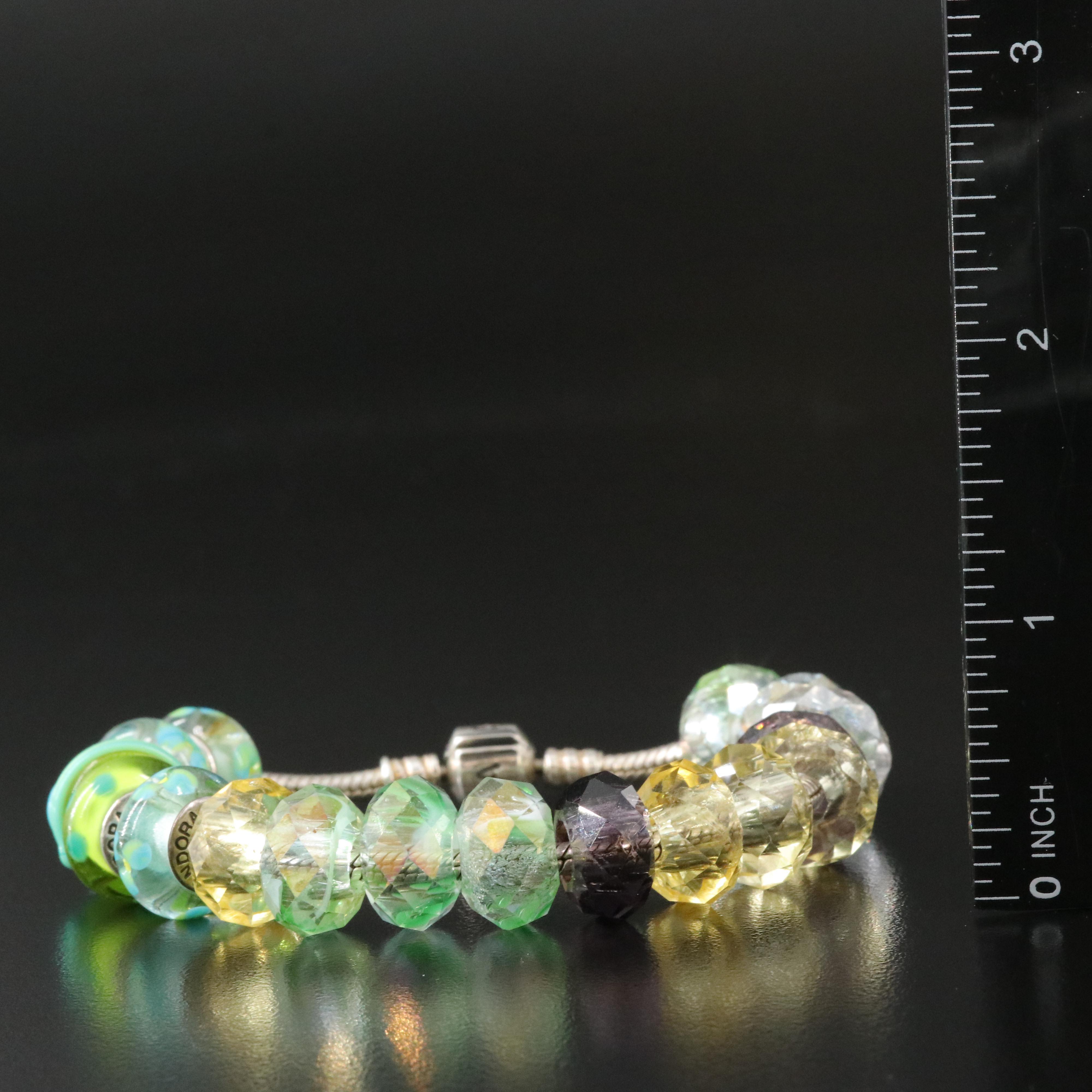 Pandora Sterling and Glass Bracelet with Charms