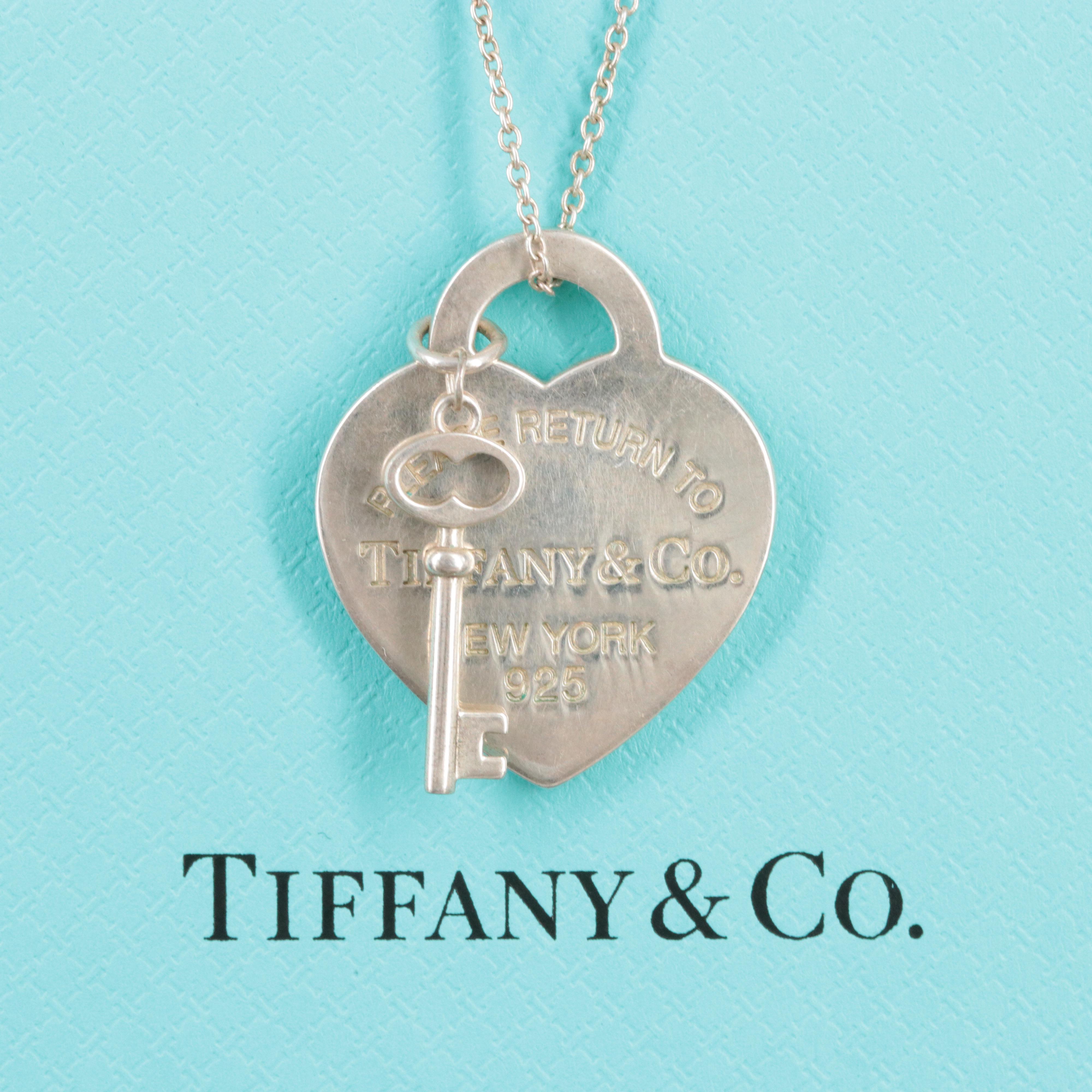 Tiffany & Co. Return to Tiffany Sterling Heart Tag Key Pendant Necklace