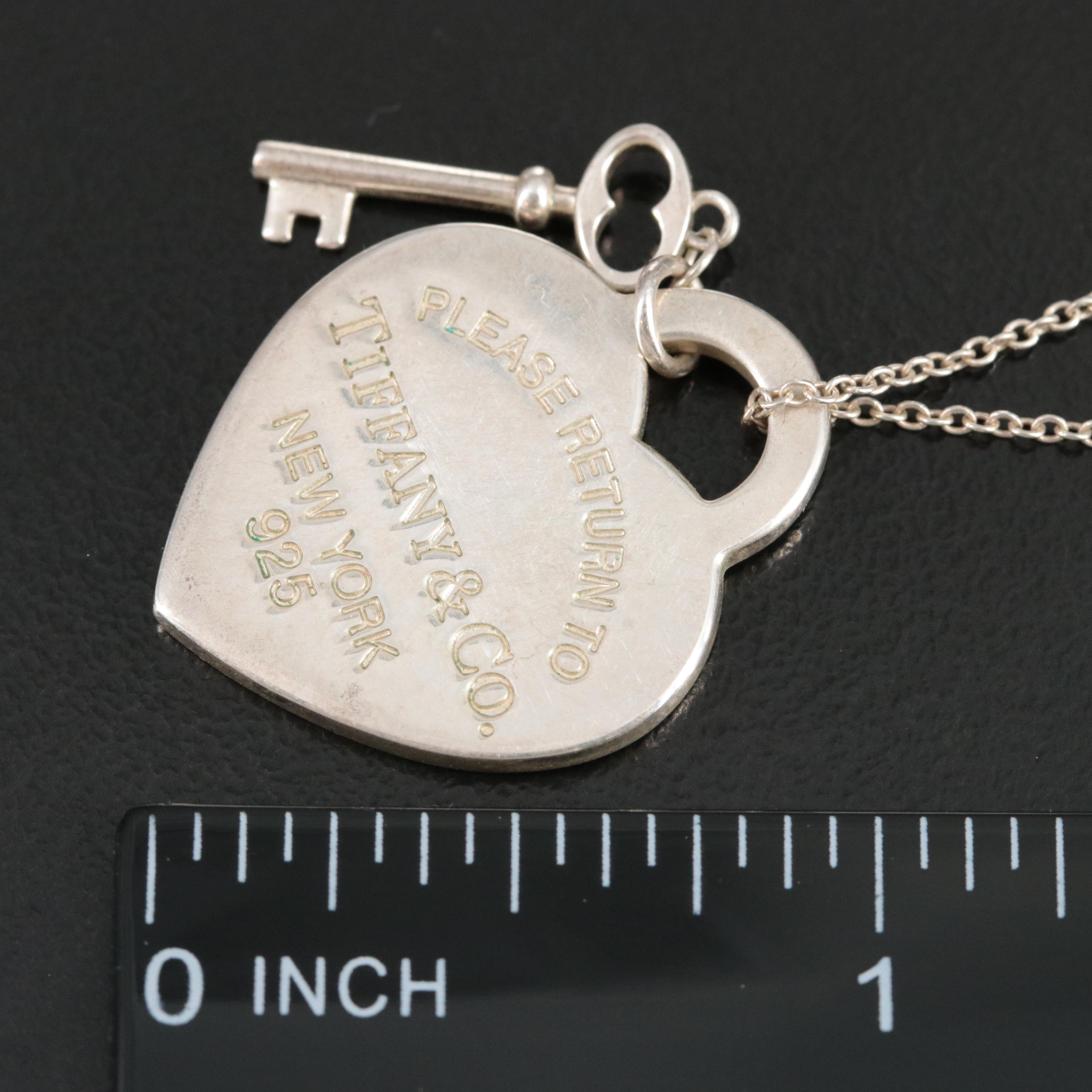 Tiffany & Co. Return to Tiffany Sterling Heart Tag Key Pendant Necklace