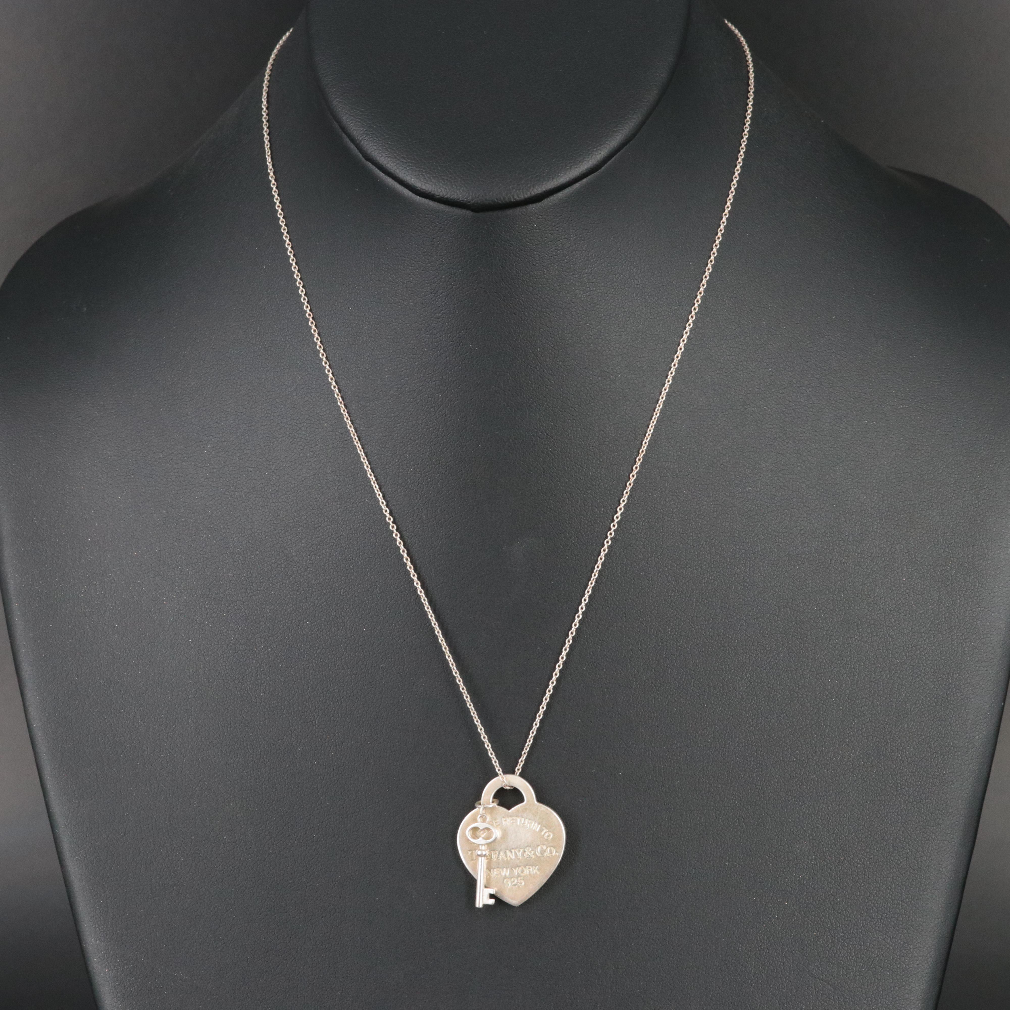 Tiffany & Co. Return to Tiffany Sterling Heart Tag Key Pendant Necklace