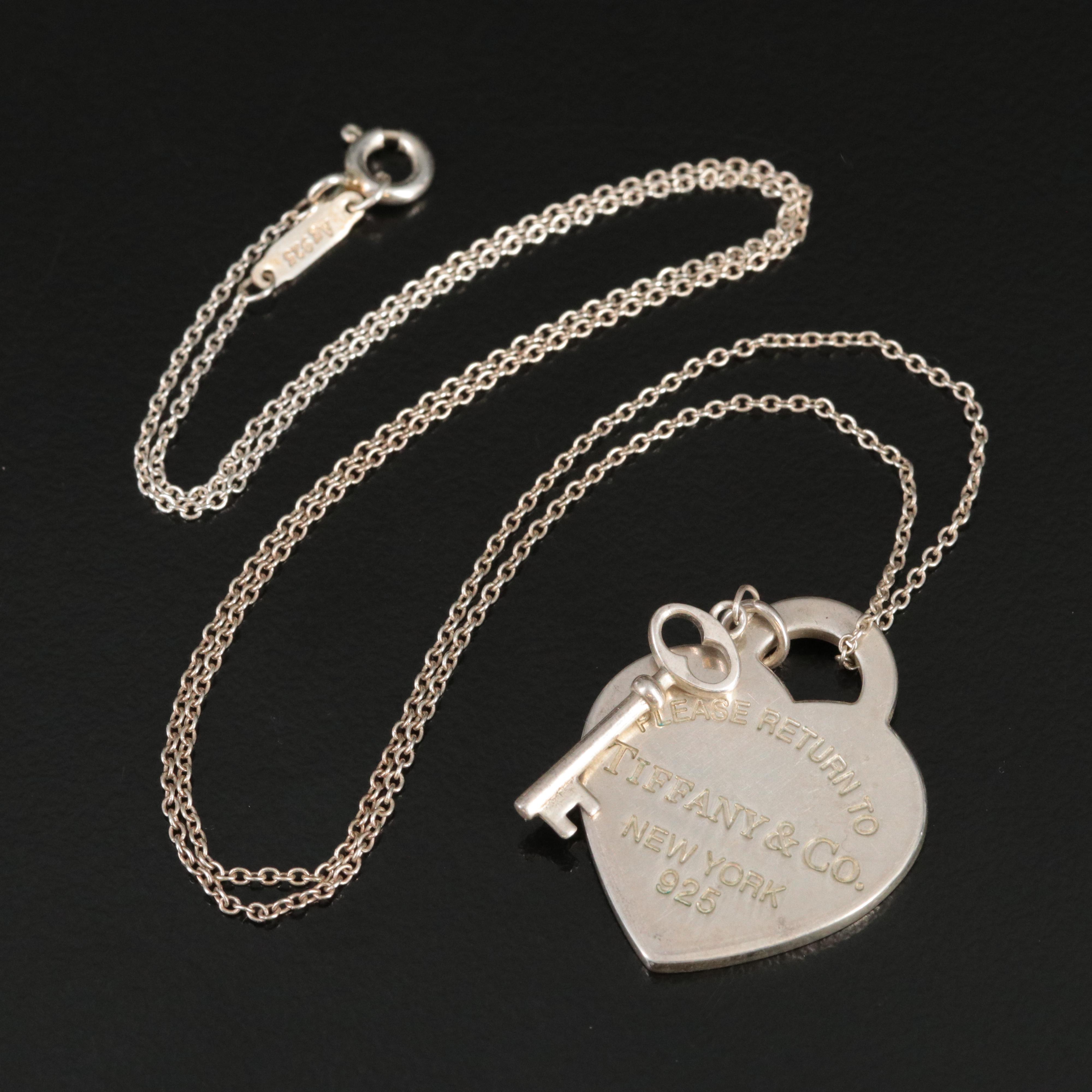 Tiffany & Co. Return to Tiffany Sterling Heart Tag Key Pendant Necklace