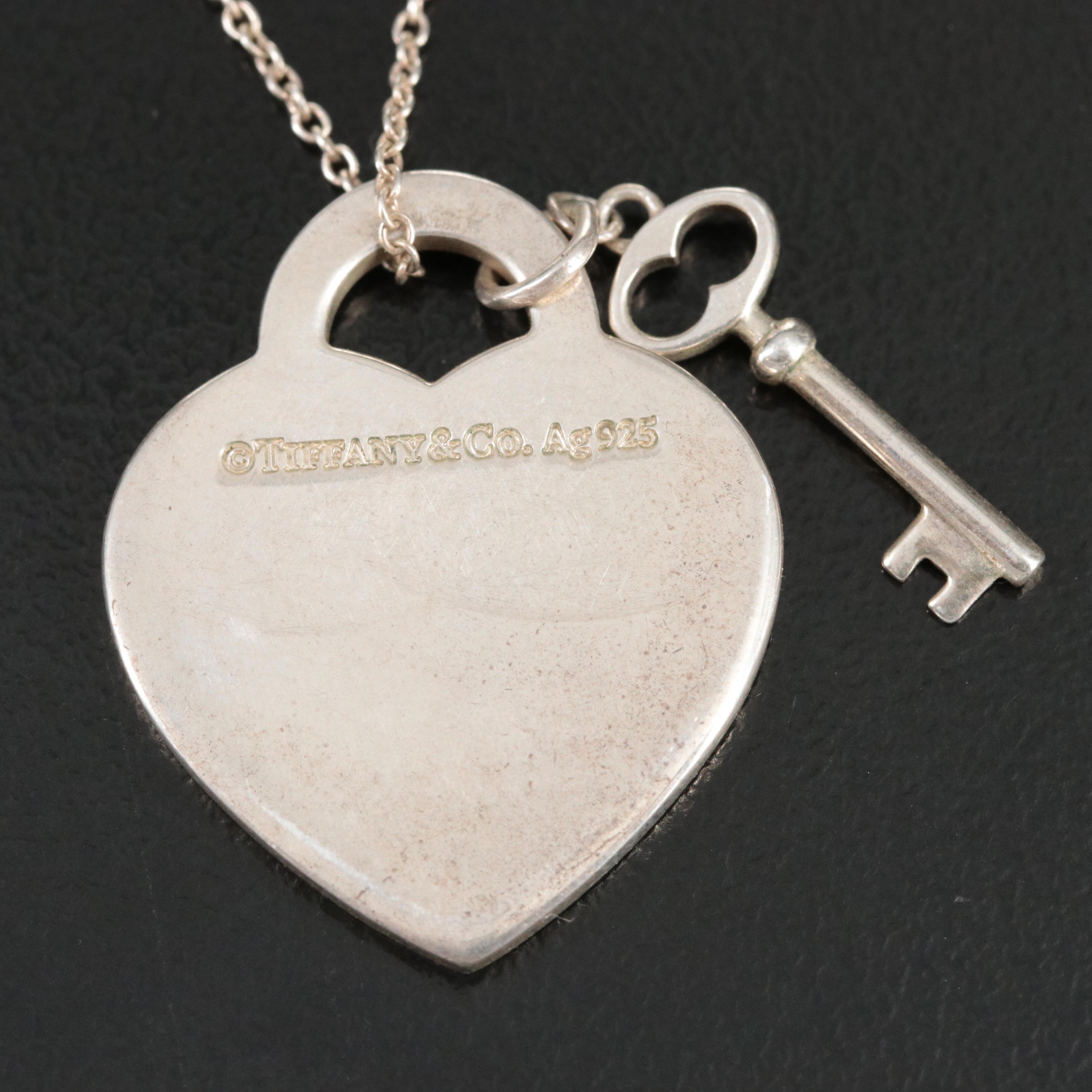 Tiffany & Co. Return to Tiffany Sterling Heart Tag Key Pendant Necklace