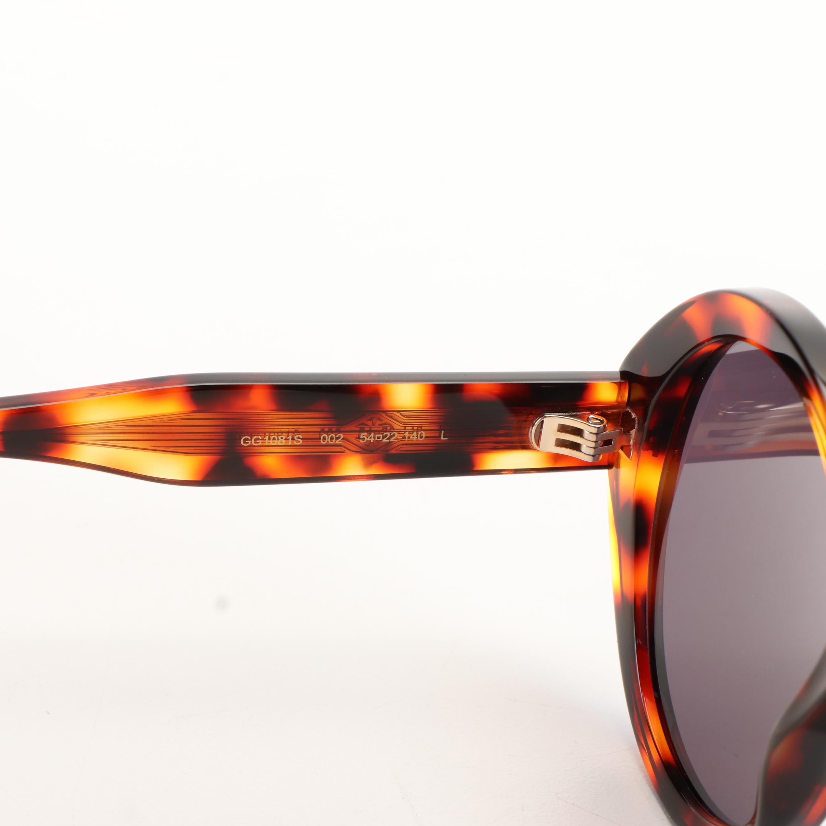 Gucci GG 1081S Havana Smoke Round Sunglasses with Case