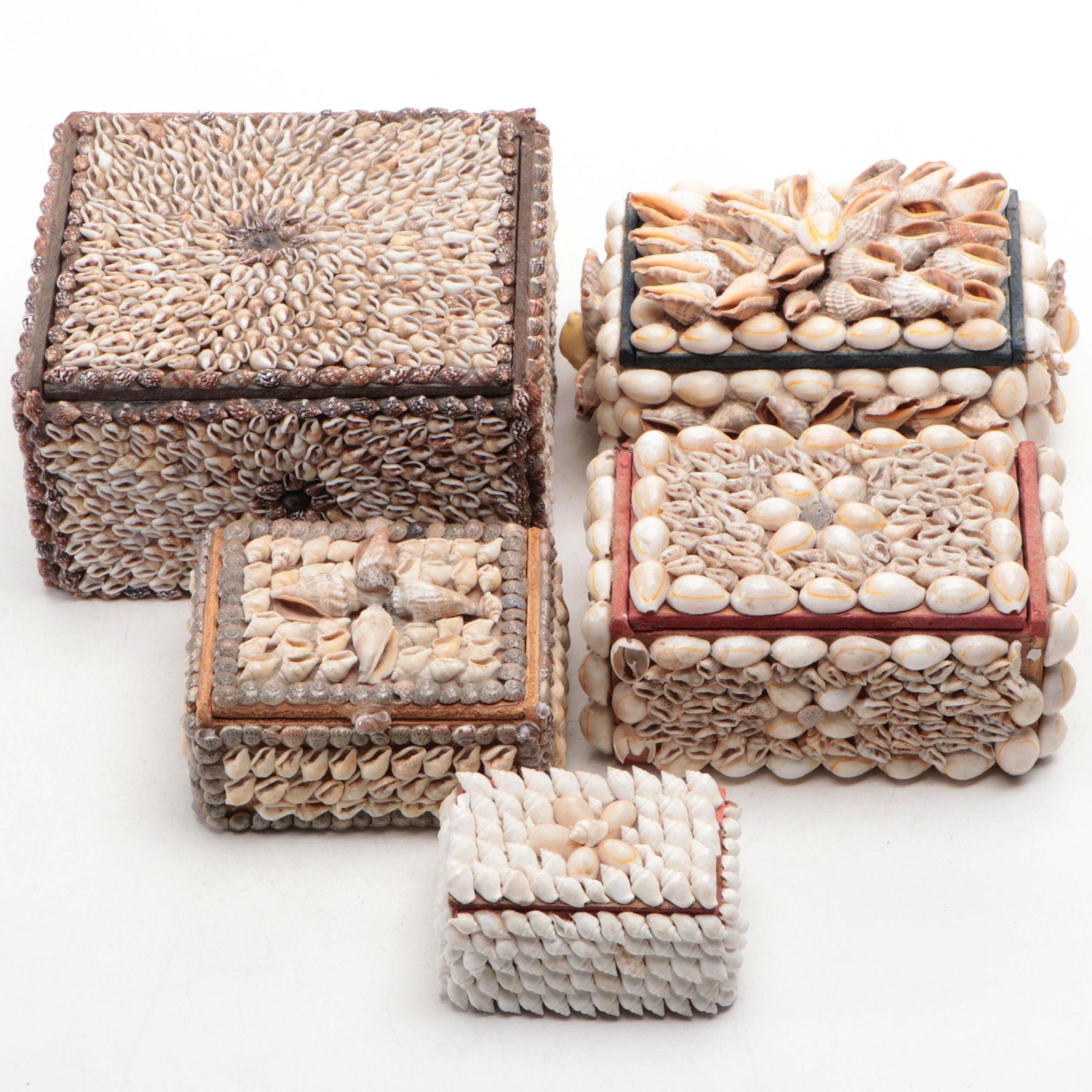 Seashell Embellished Rectangular and Square Boxes