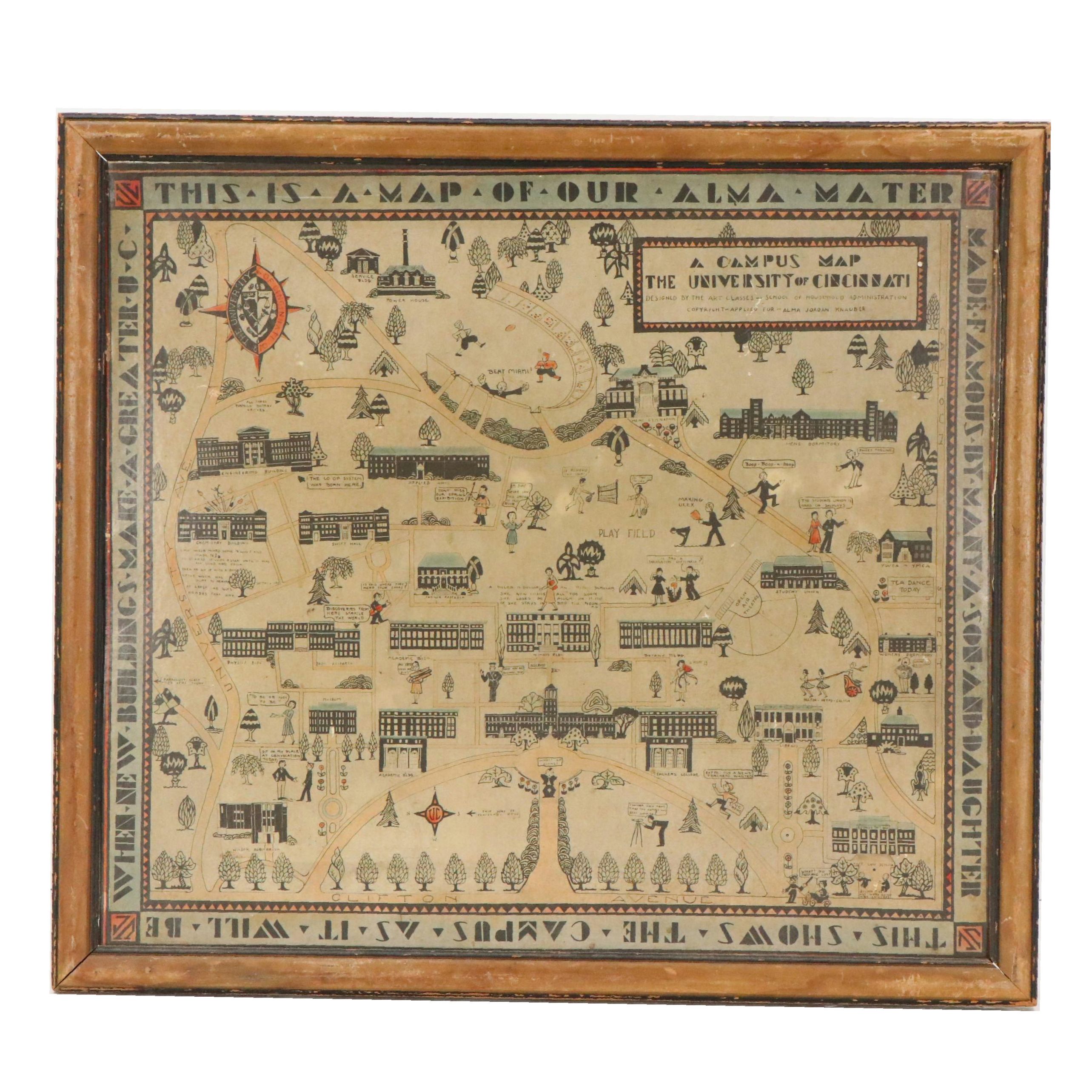 Lithograph Map "A Campus Map of the University of Cincinnati"