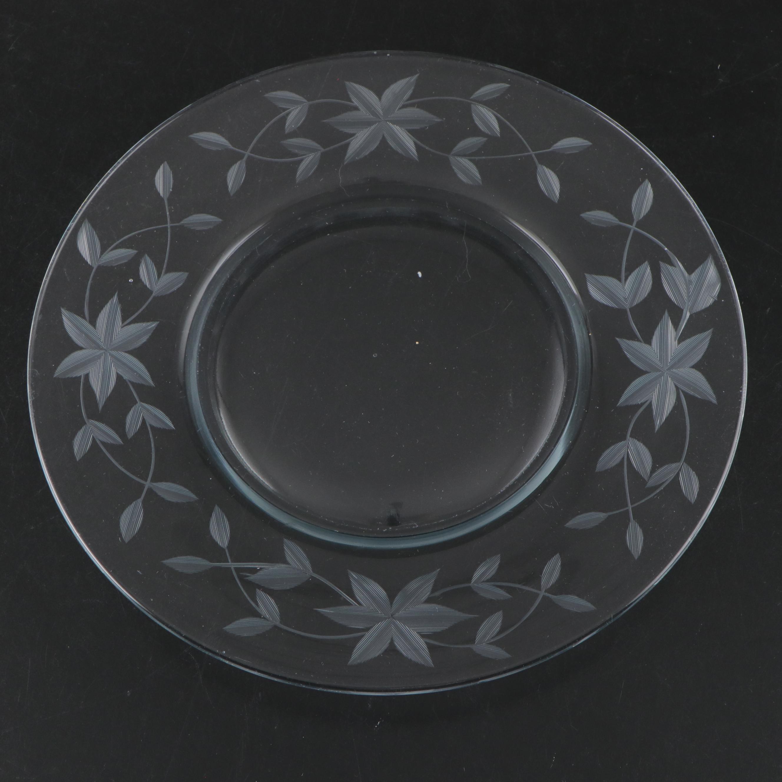 Waterford "Lismore" Crystal Champagne Coupe Glasses with Etched Glass Dishes