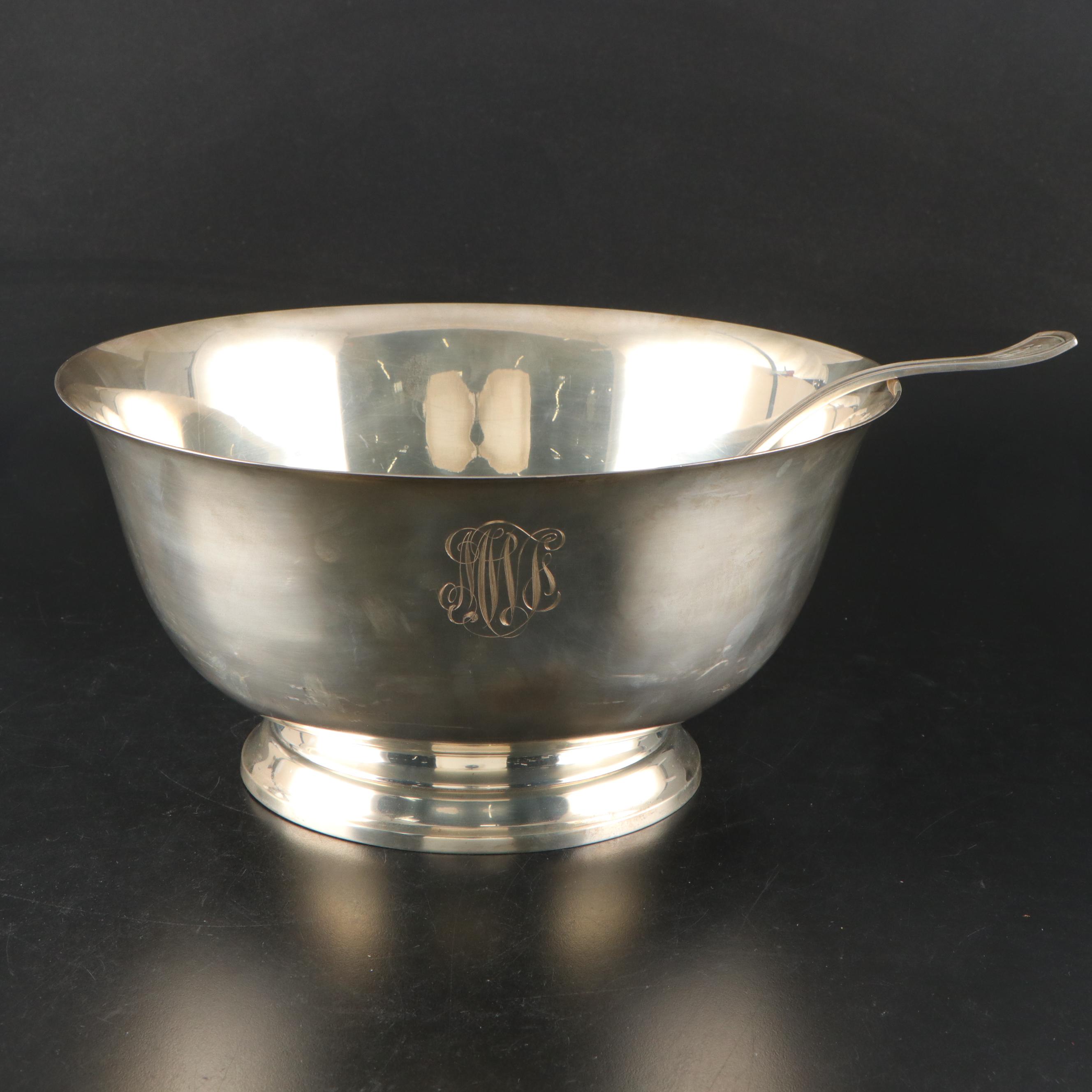 Dominick & Haff Sterling Ladle with Weidlich Sterling Silver Punch Bowl