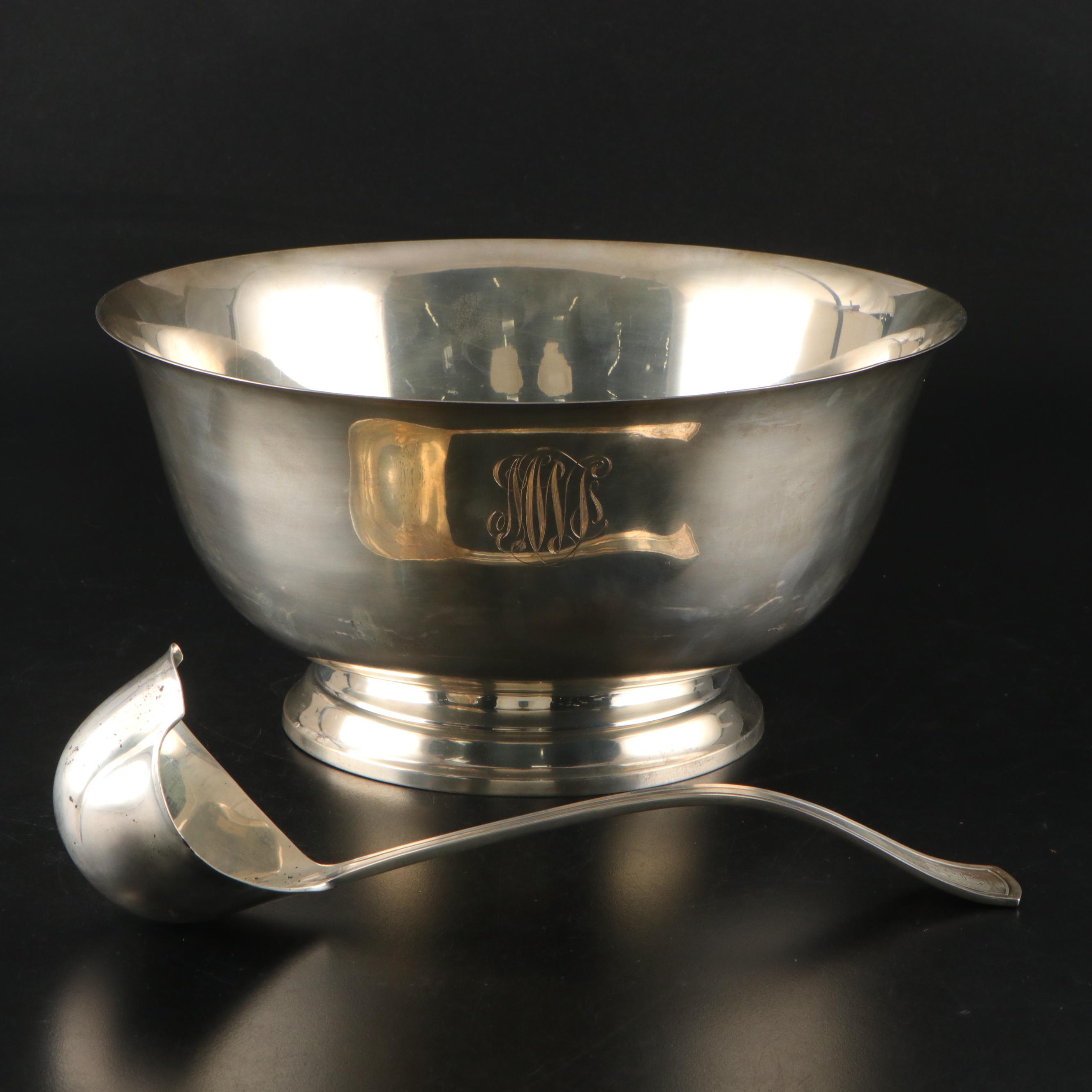 Dominick & Haff Sterling Ladle with Weidlich Sterling Silver Punch Bowl