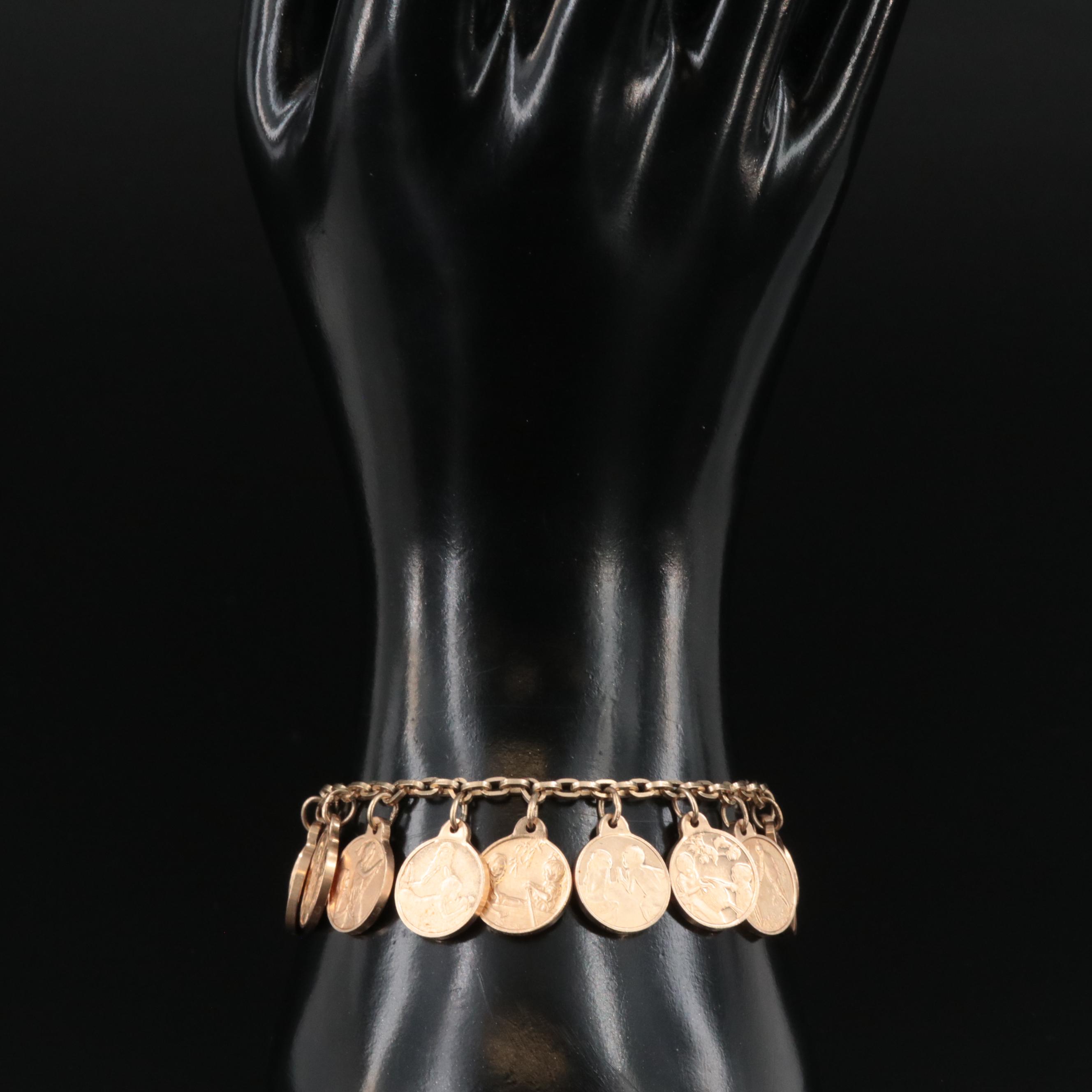 Franklin Mint 14K 12 Months of Love Charm Bracelet