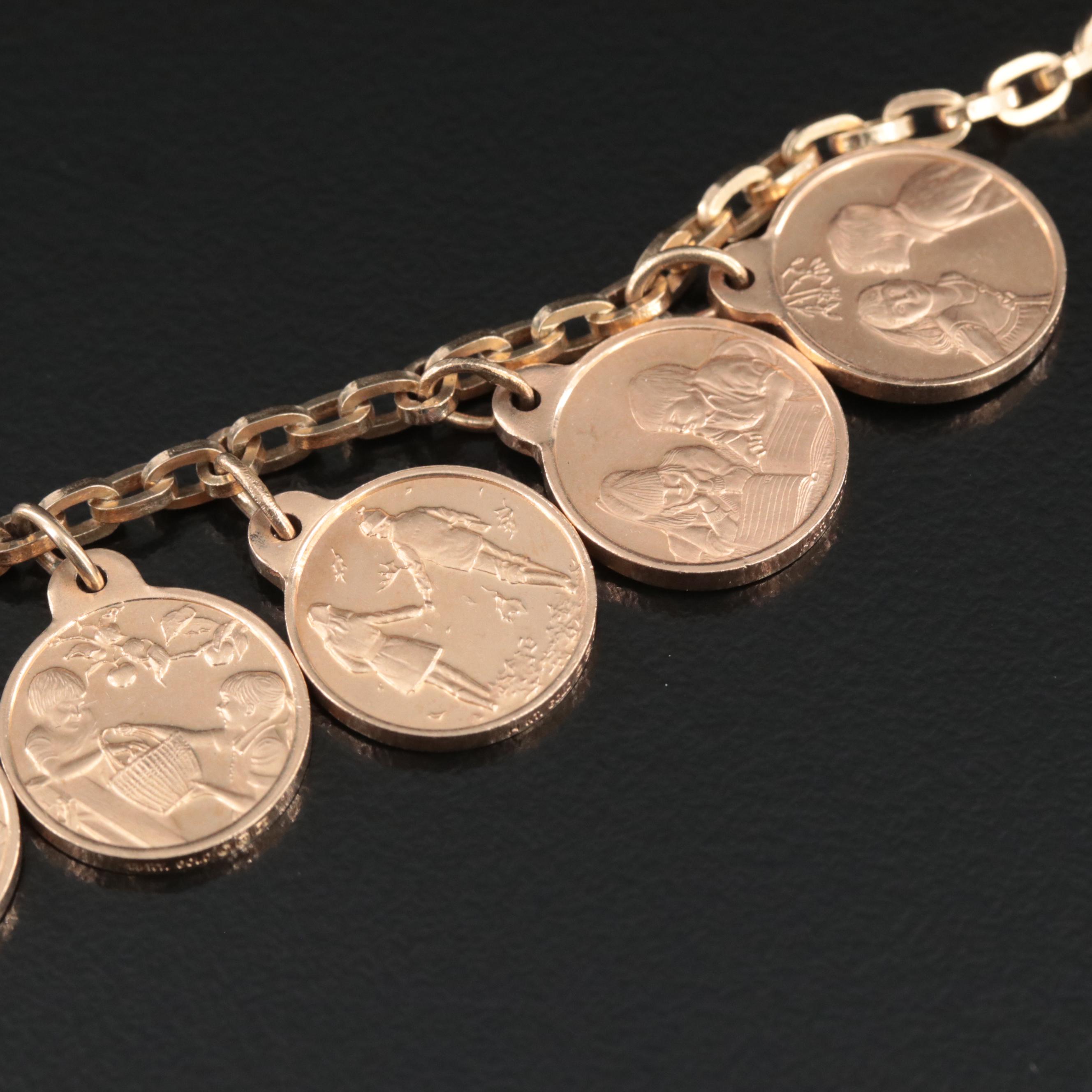 Franklin Mint 14K 12 Months of Love Charm Bracelet