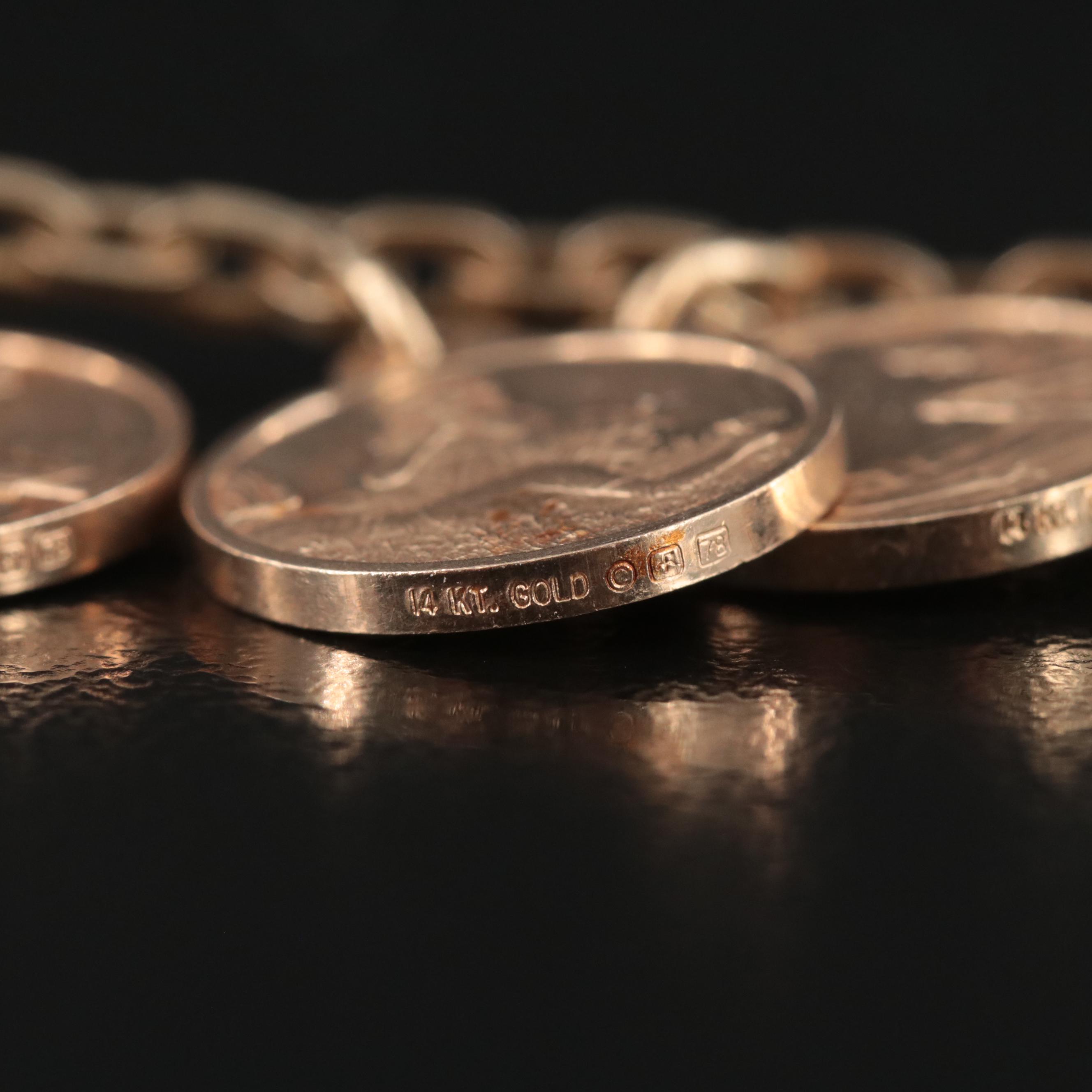 Franklin Mint 14K 12 Months of Love Charm Bracelet