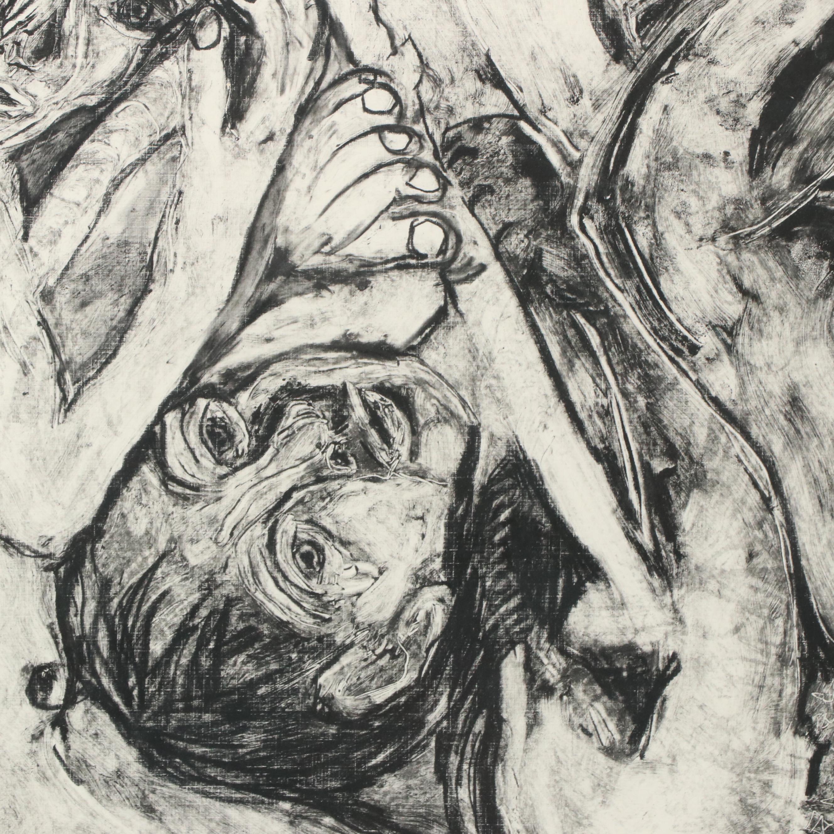 Erica A. Meuser Monotype With Charcoal "Katrina's War II," 2005