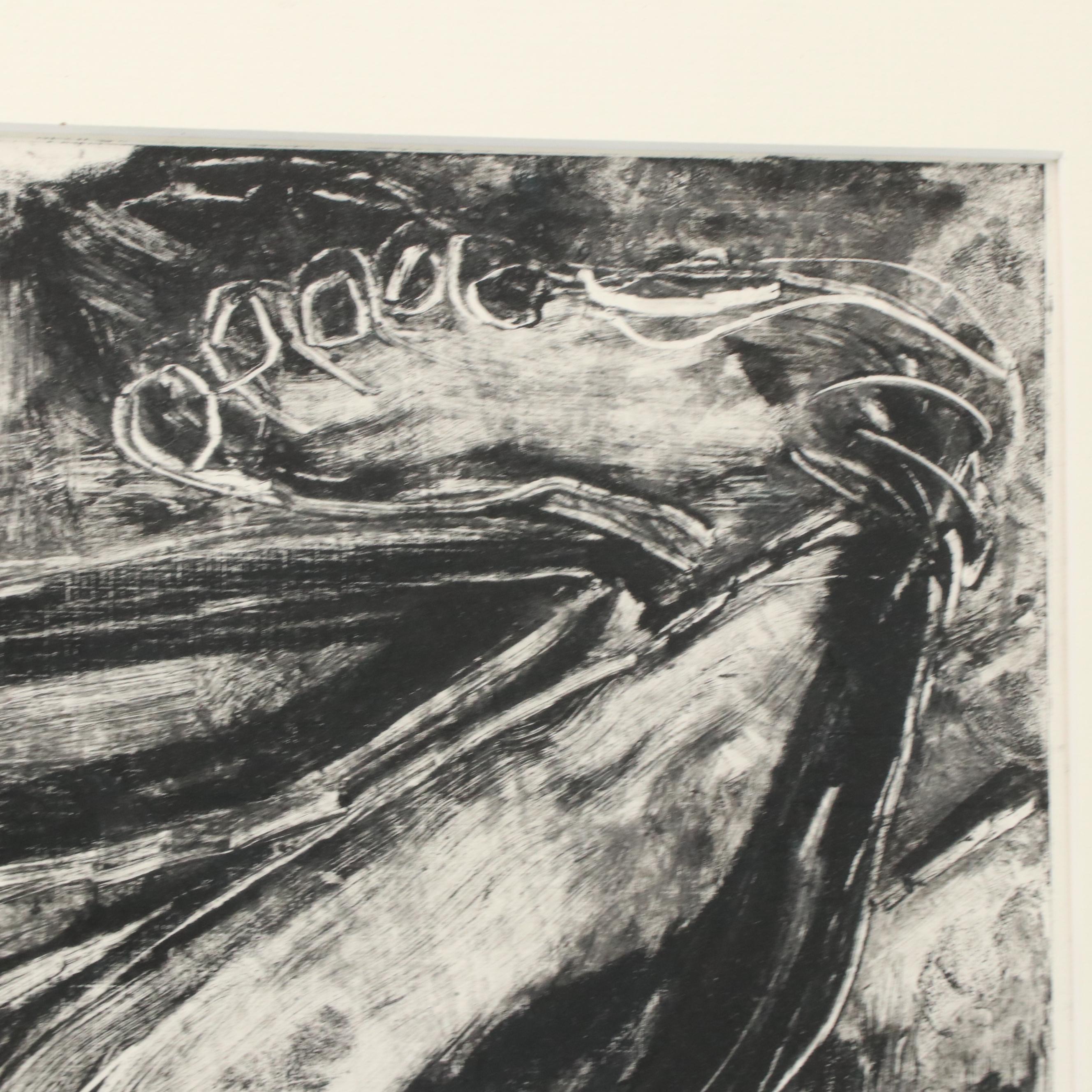 Erica A. Meuser Monotype With Charcoal "Katrina's War II," 2005