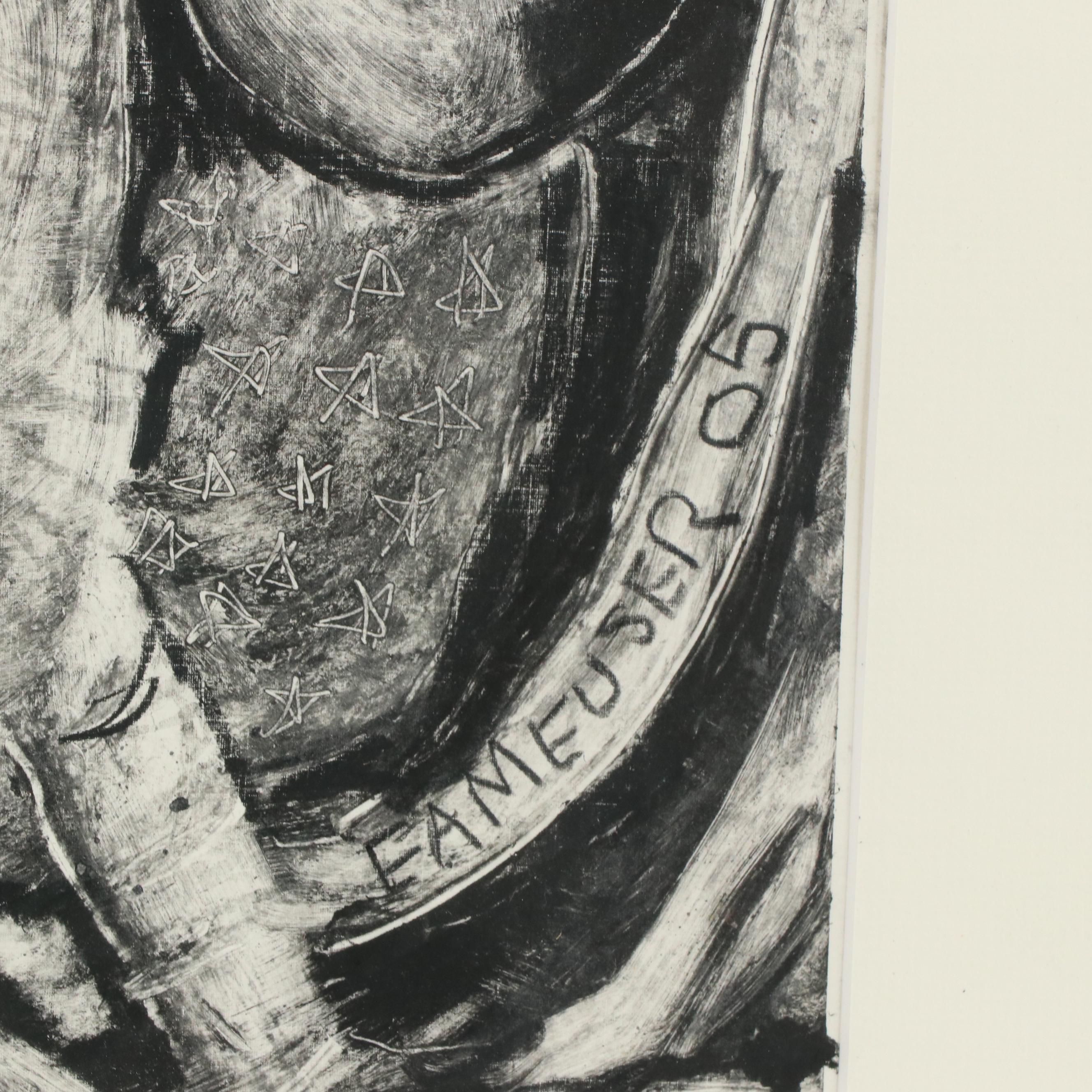 Erica A. Meuser Monotype With Charcoal "Katrina's War II," 2005