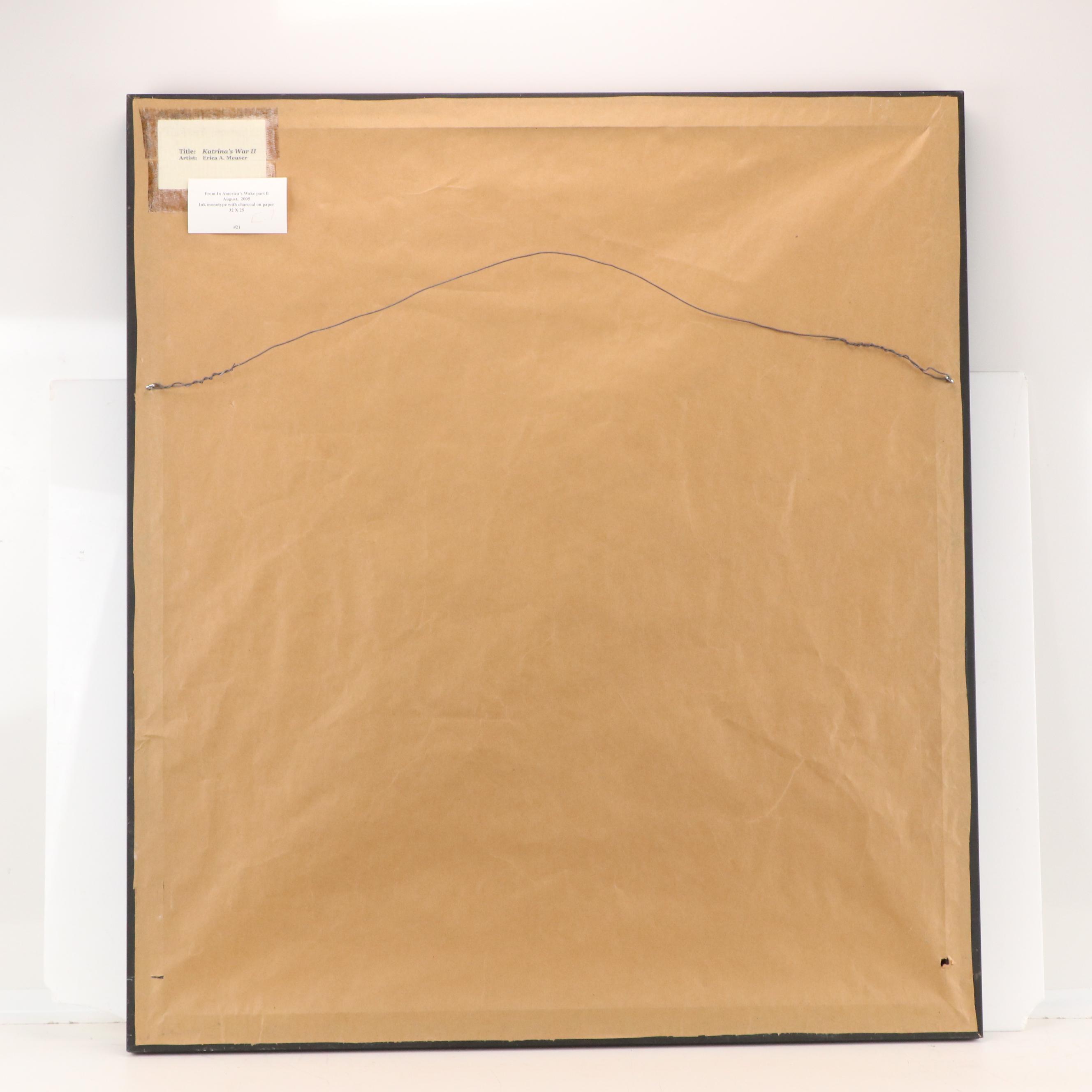 Erica A. Meuser Monotype With Charcoal "Katrina's War II," 2005