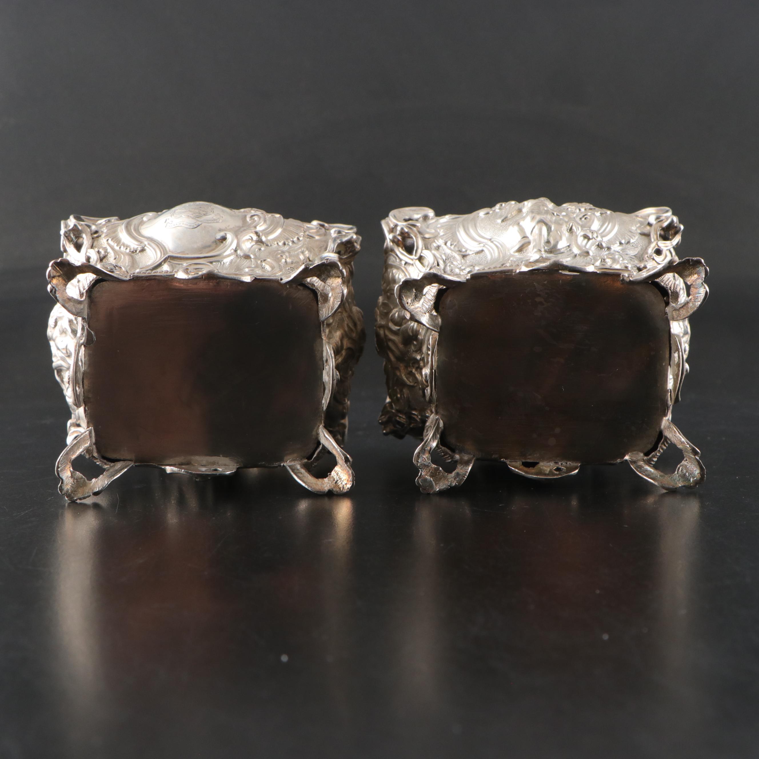 Georgian Chinoiserie Repoussé Sterling Tea Caddies with Lord Nelson Crest, 1829