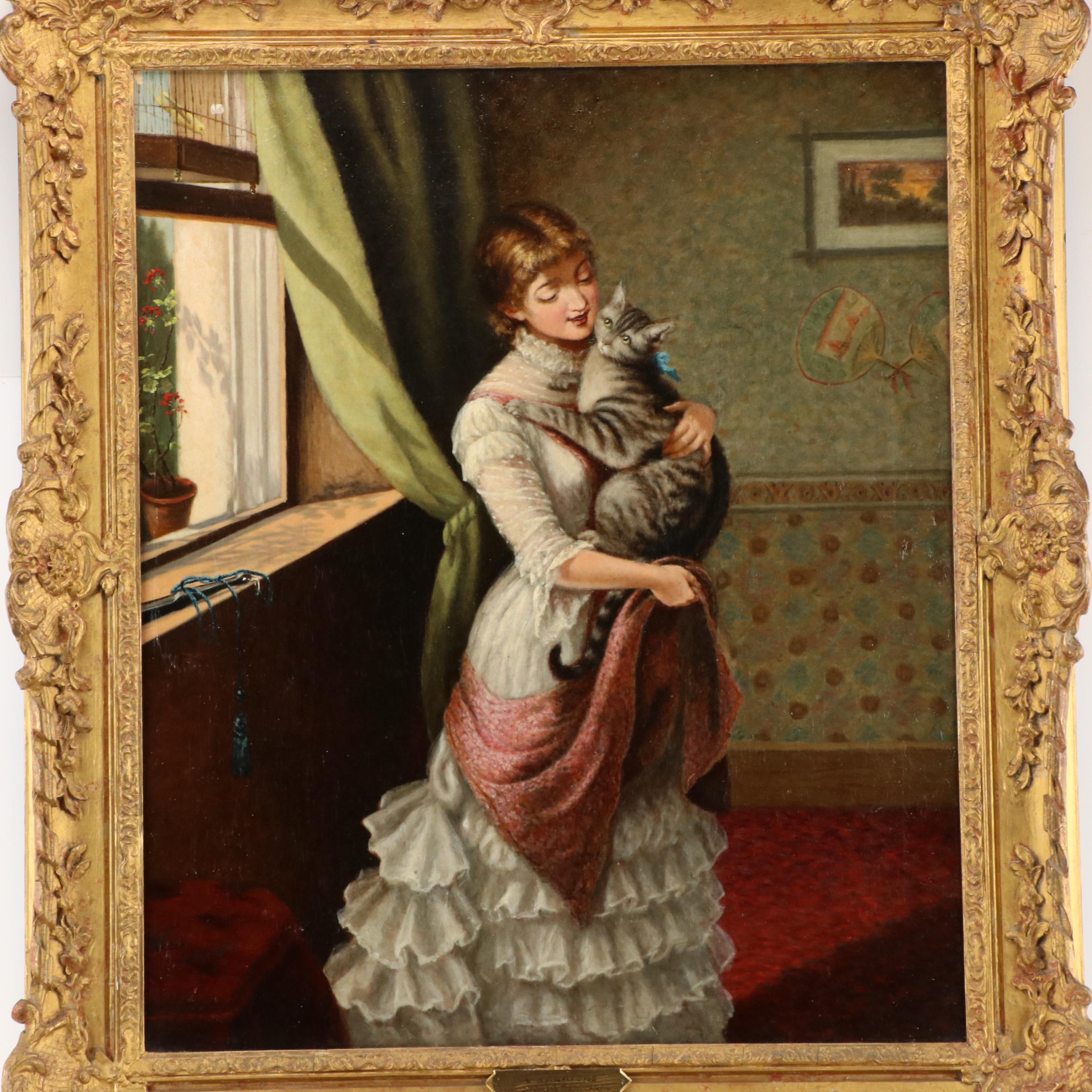 John Morgan Oil Painting "Companions," Late 19th Century