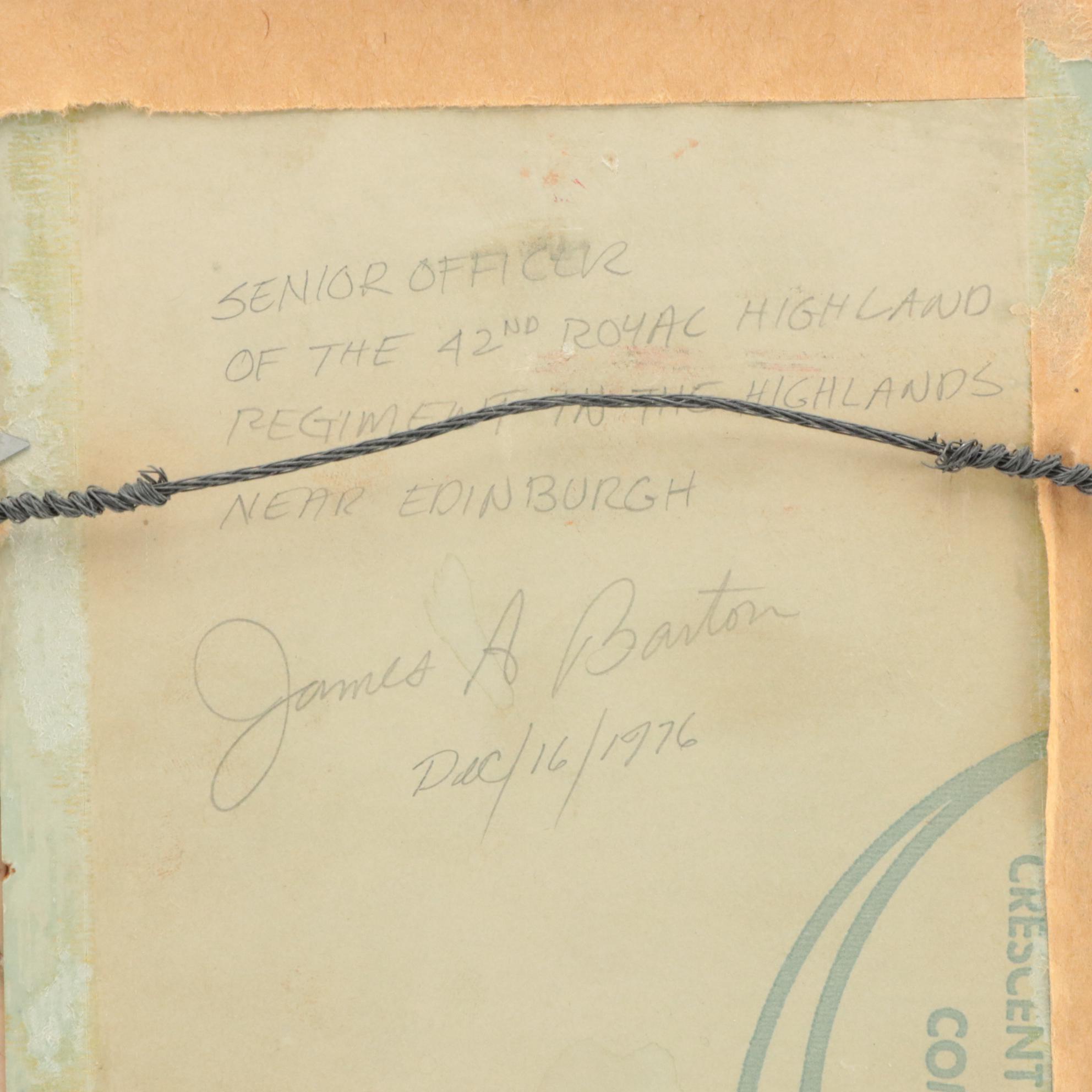 James Barton Watercolor of a Senior Officer of the 42nd Royal Highland Regiment