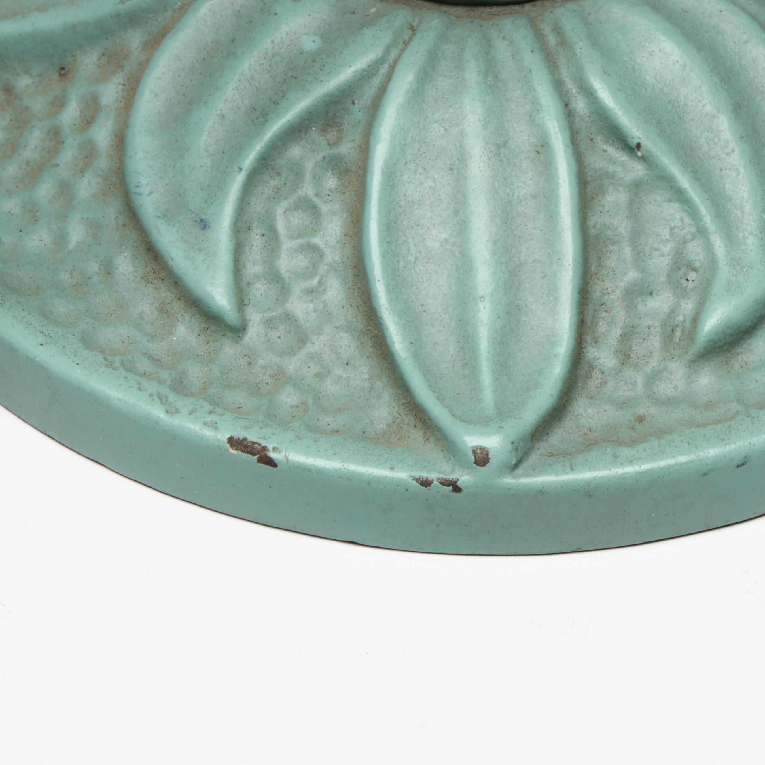 Cold-Painted Metal Boudoir Lamp with Reverse-Painted Satin Glass Shade