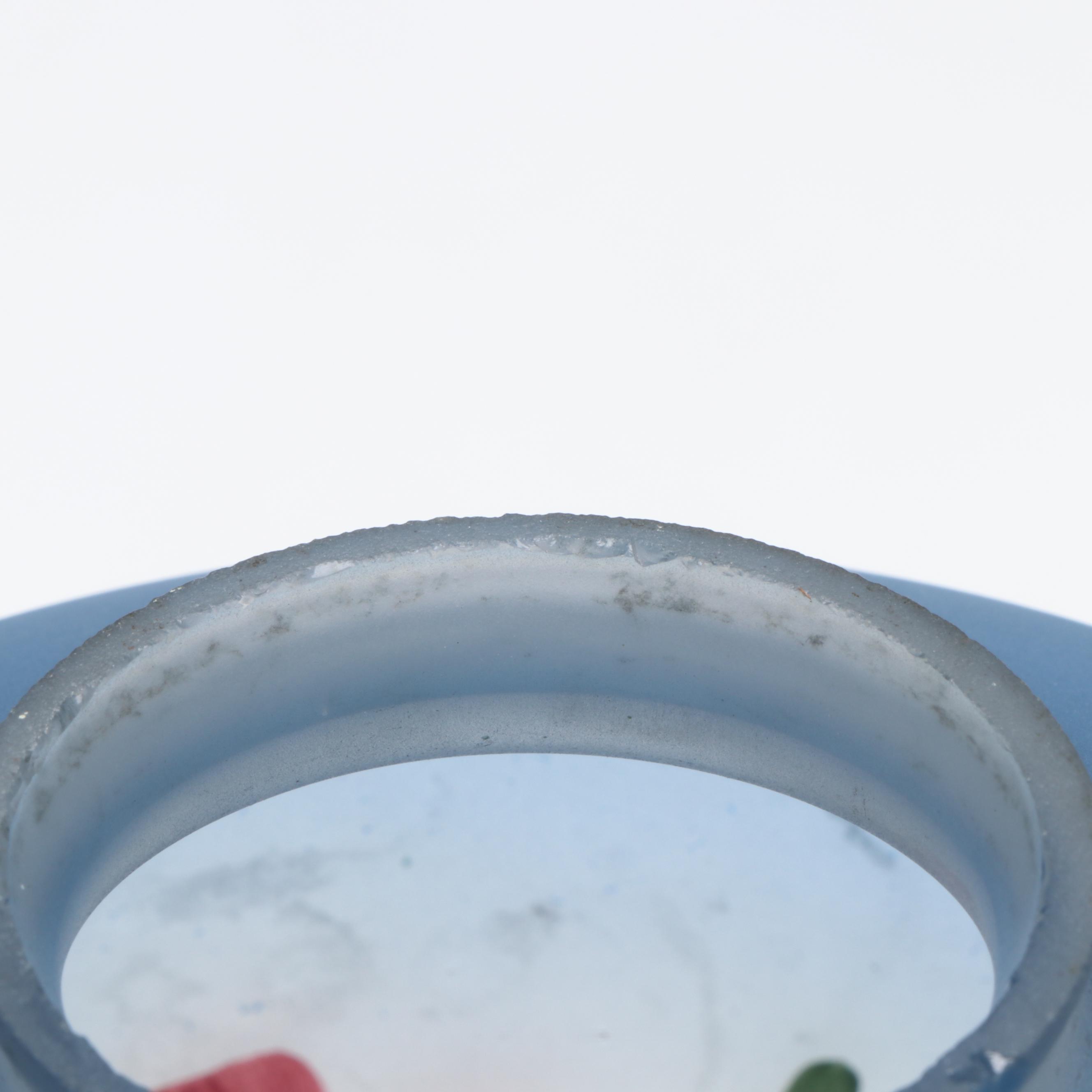 Cold-Painted Metal Boudoir Lamp with Reverse-Painted Satin Glass Shade