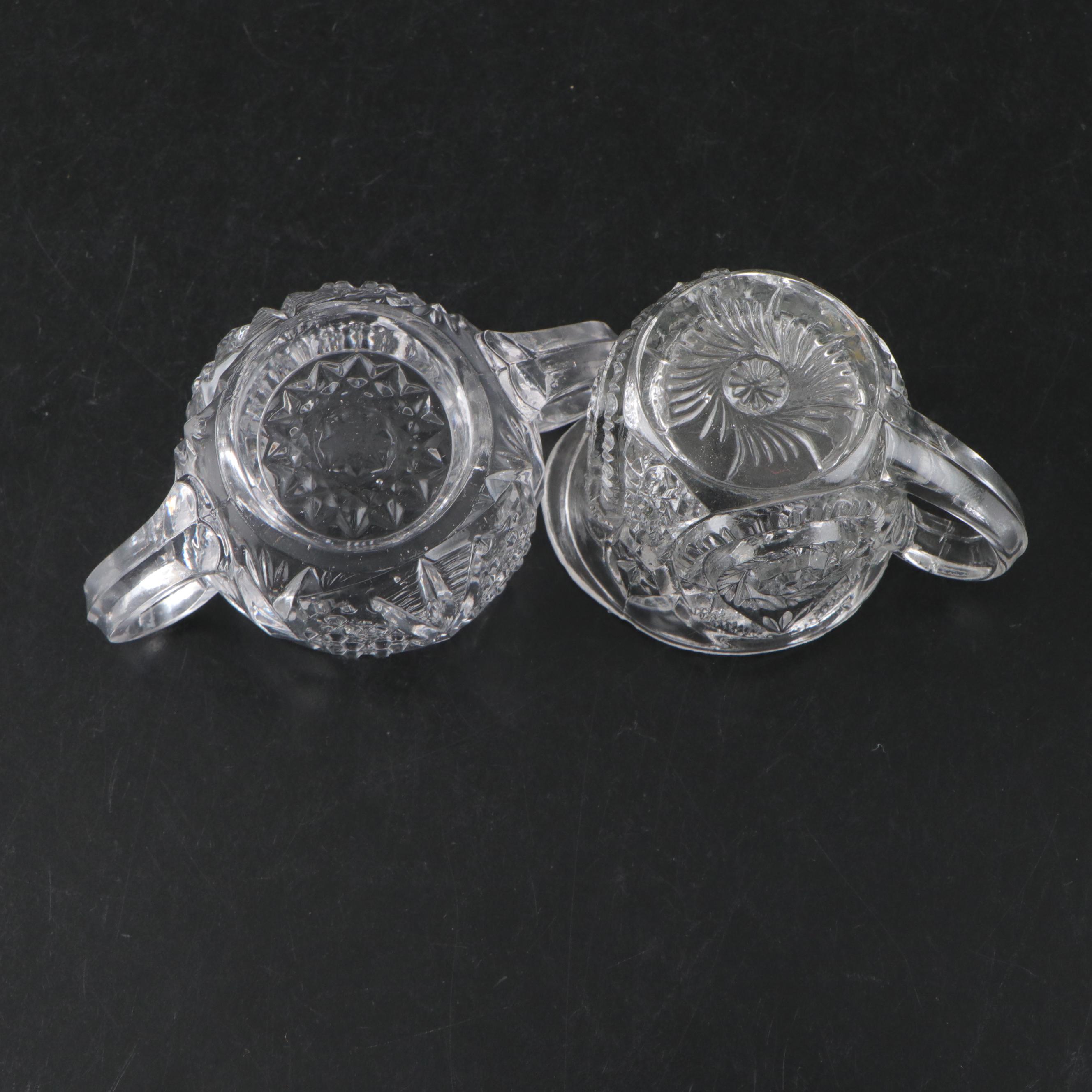 US Glass "Buzz Star Clear" Glass Child's Sugar and Creamer with Bottles and More