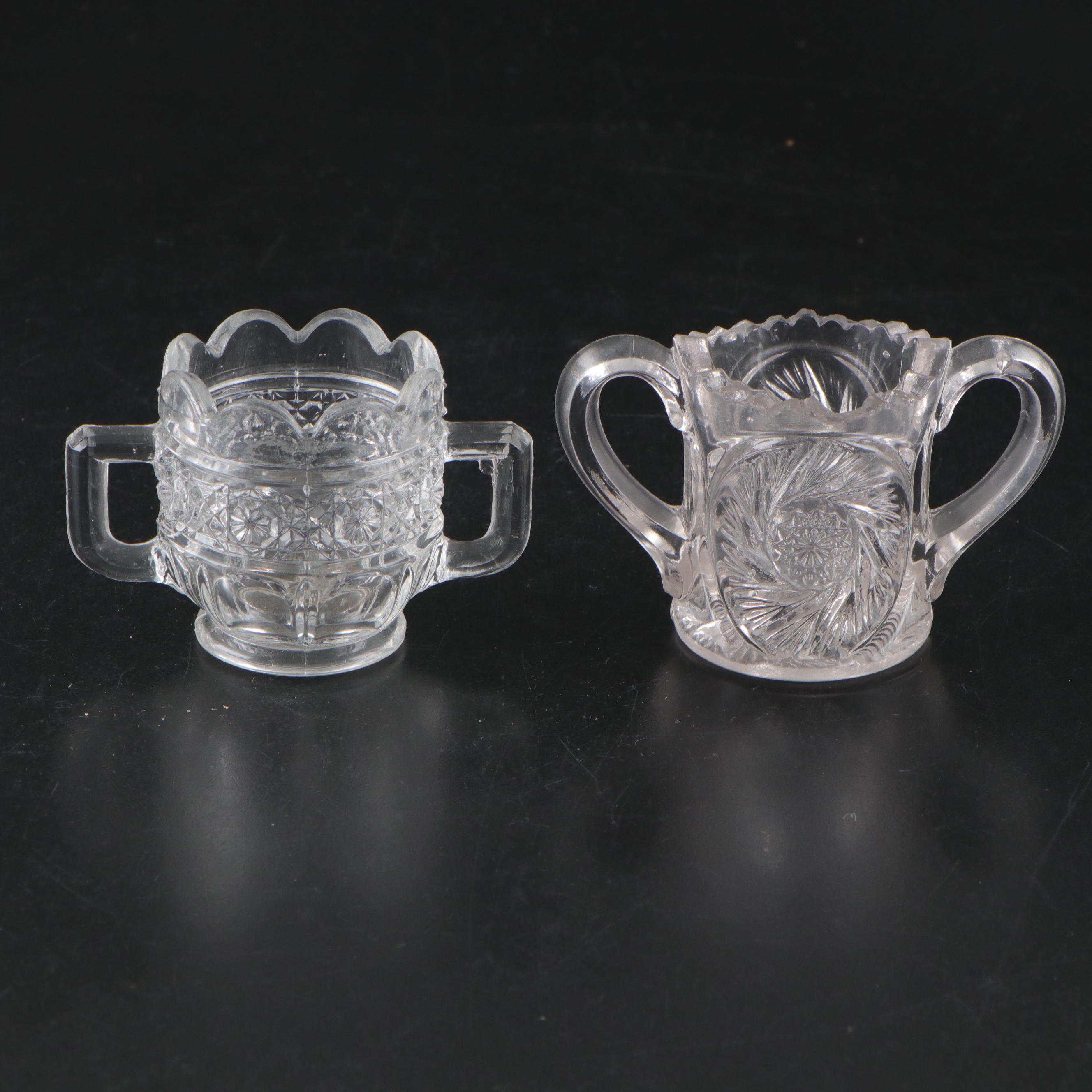 US Glass "Buzz Star Clear" Glass Child's Sugar and Creamer with Bottles and More