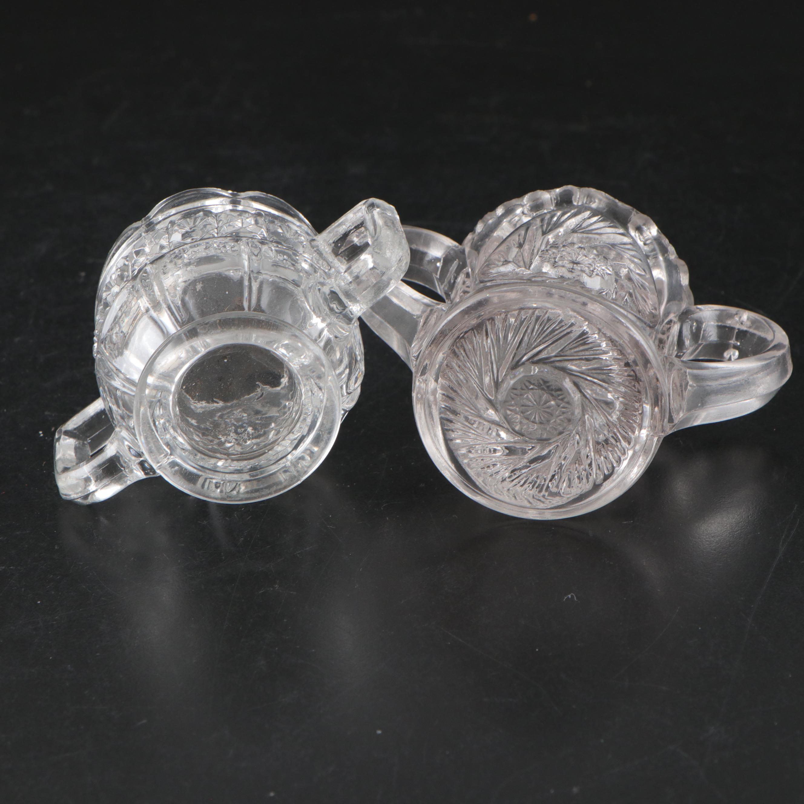 US Glass "Buzz Star Clear" Glass Child's Sugar and Creamer with Bottles and More