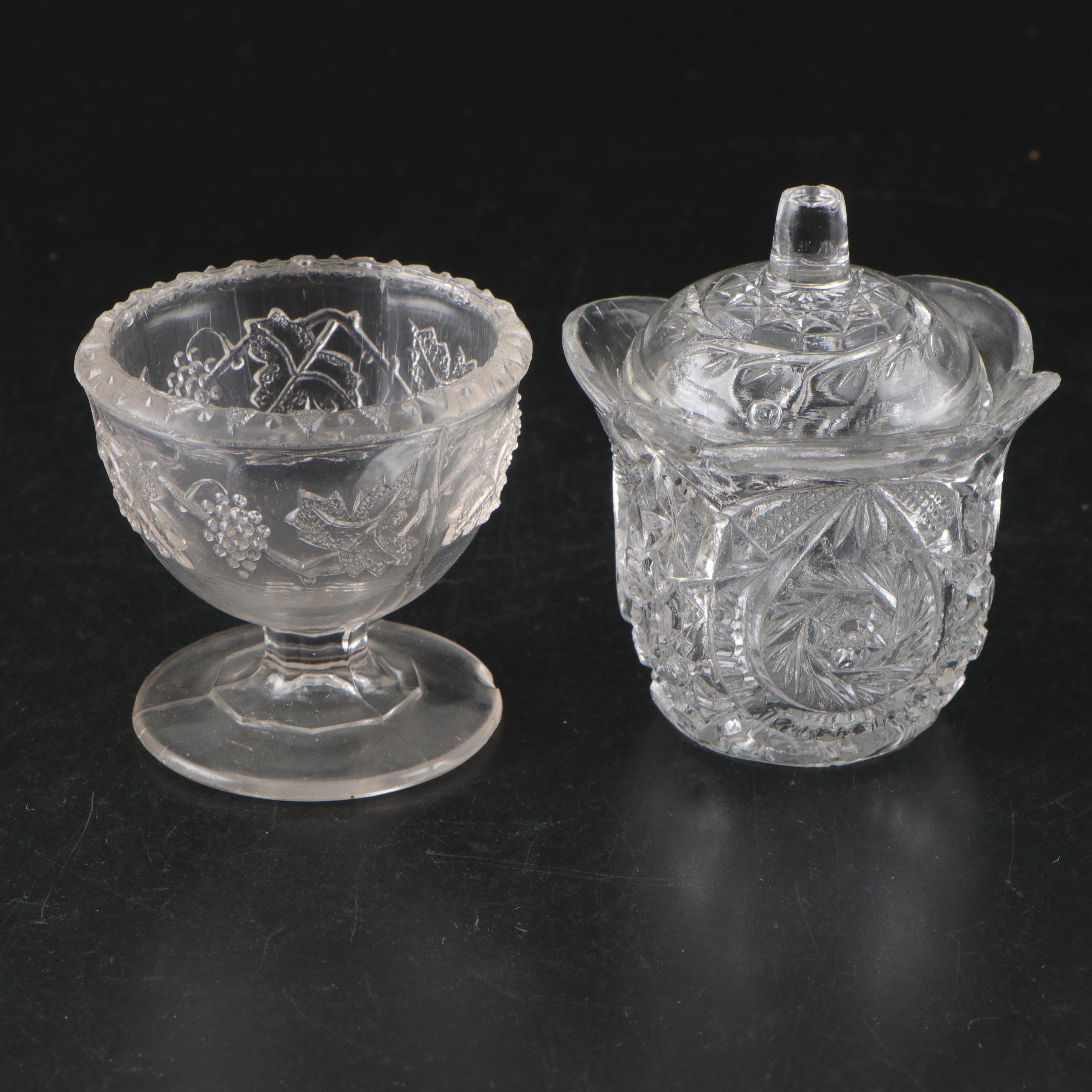 US Glass "Buzz Star Clear" Glass Child's Sugar and Creamer with Bottles and More