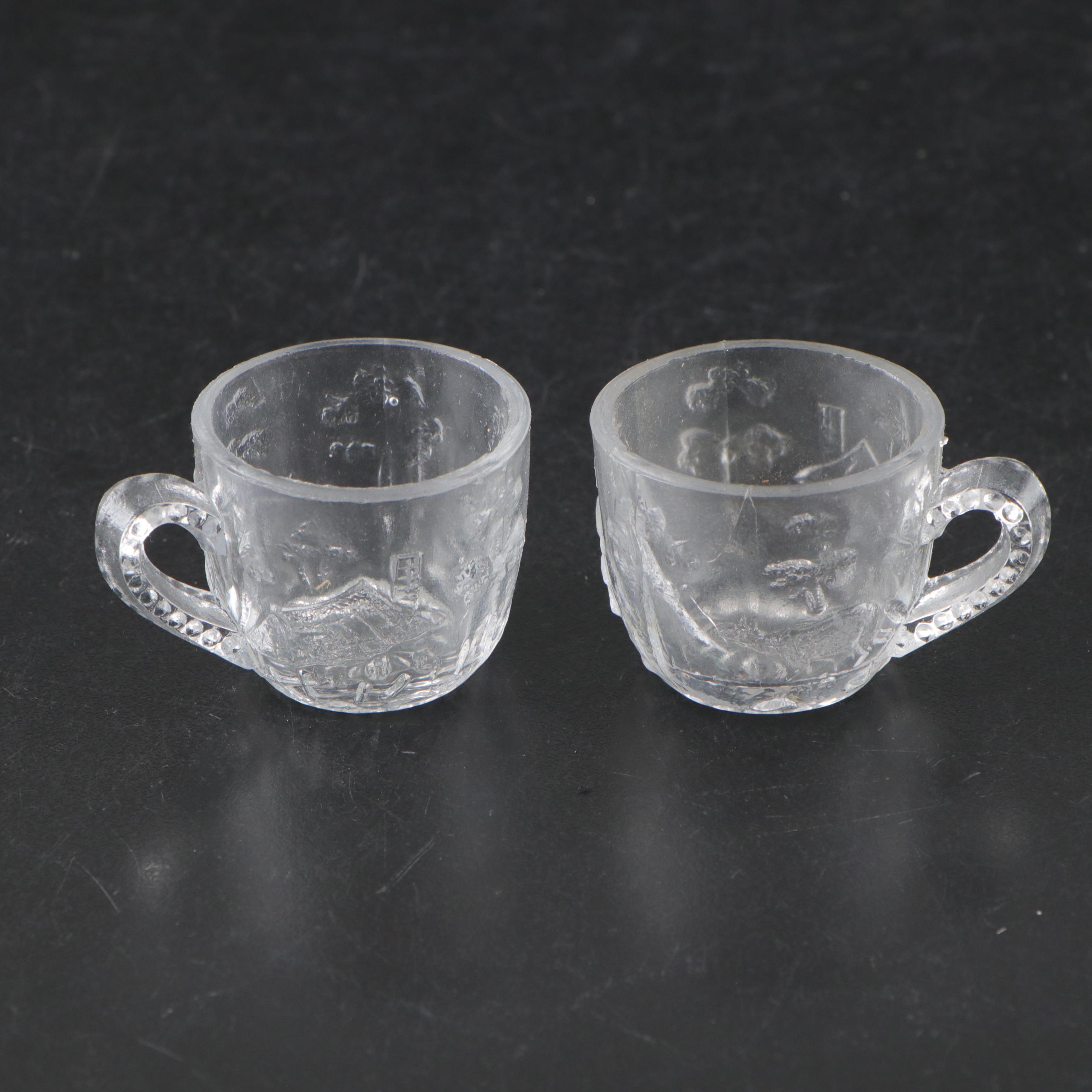 US Glass "Buzz Star Clear" Glass Child's Sugar and Creamer with Bottles and More